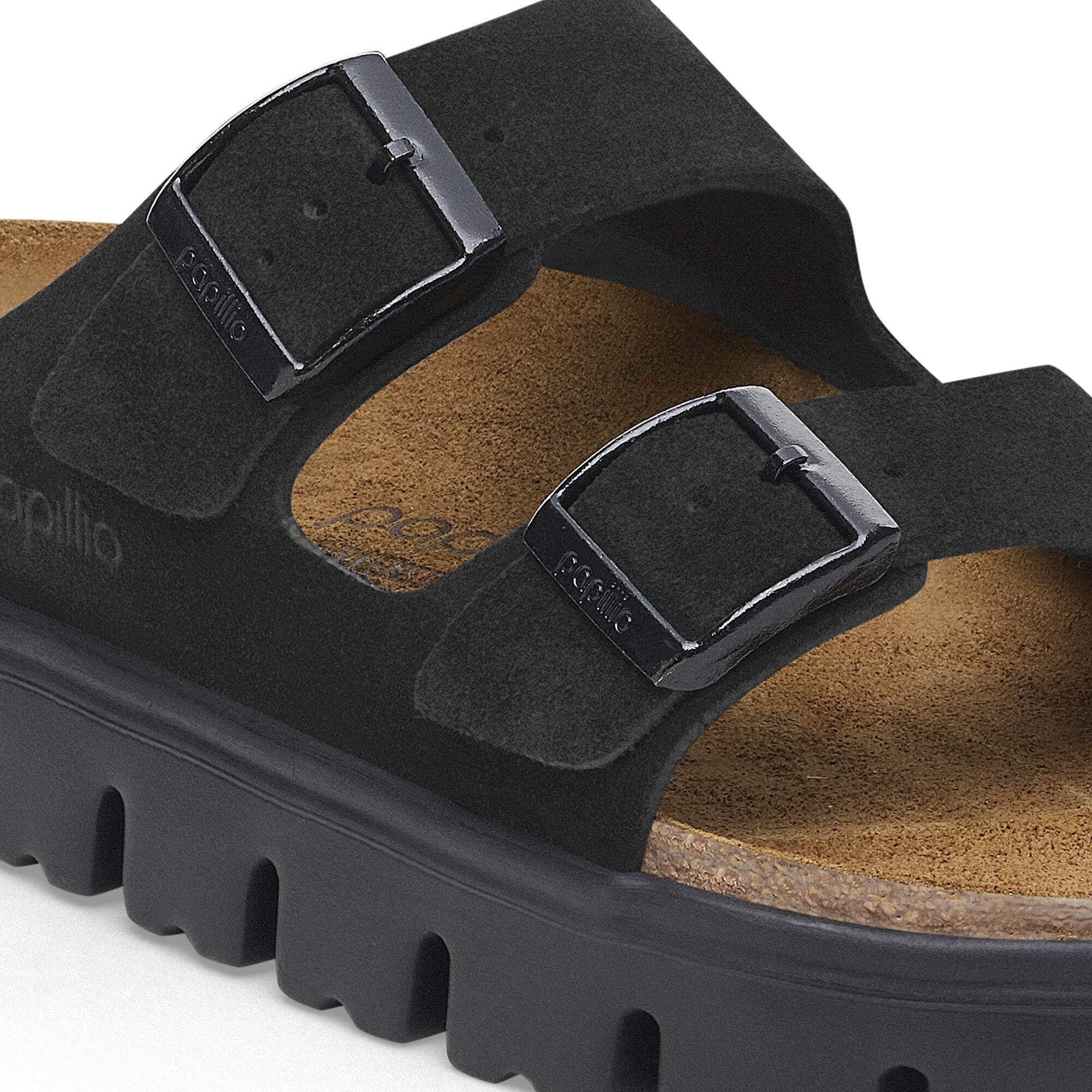 Женские сандалии Birkenstock Arizona Platform Suede Leather, цвет: Чёрный — фото 4