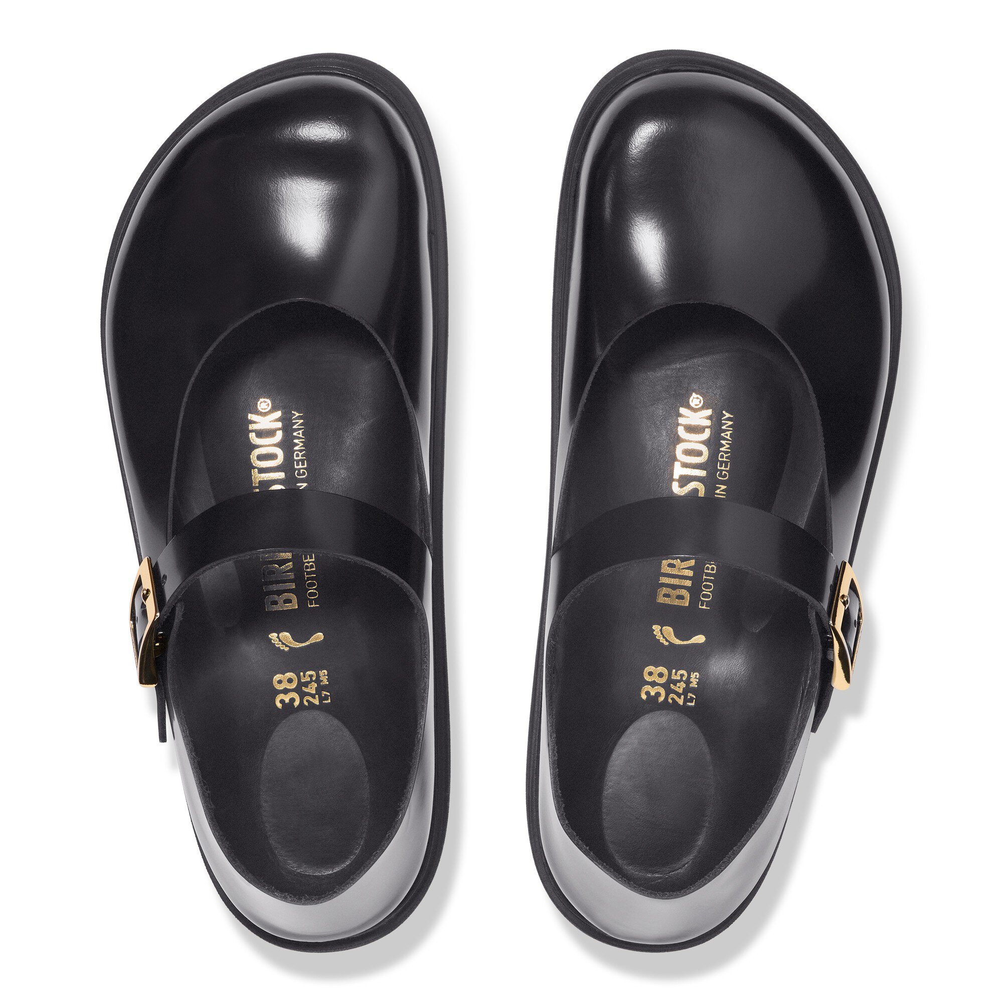 Женская обувь Birkenstock Mantova Cup Sole Natural Leather Patent, цвет: Чёрный — фото 2