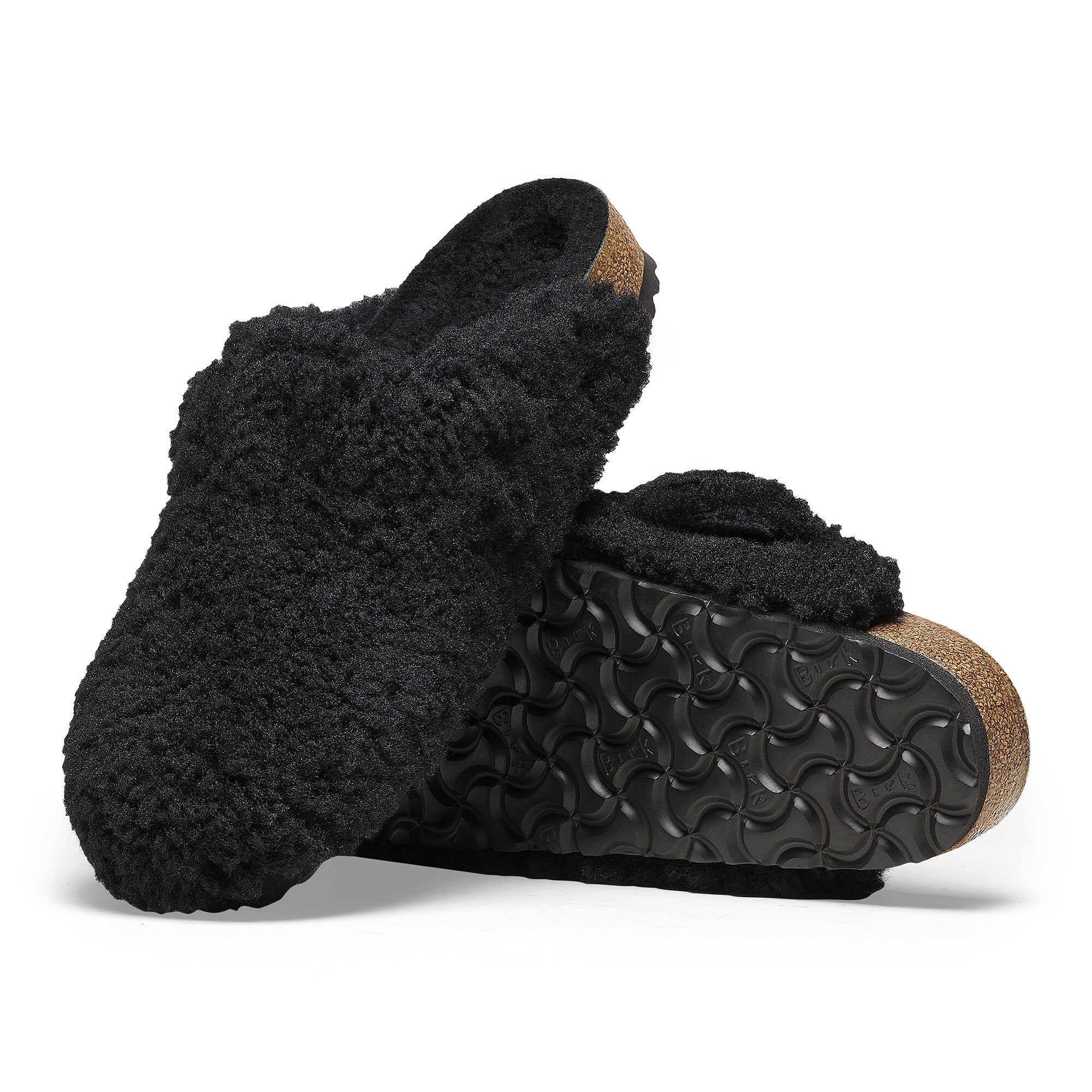 Сабо Birkenstock Boston Big Buckle Fur, цвет: Чёрный золотой — фото 8
