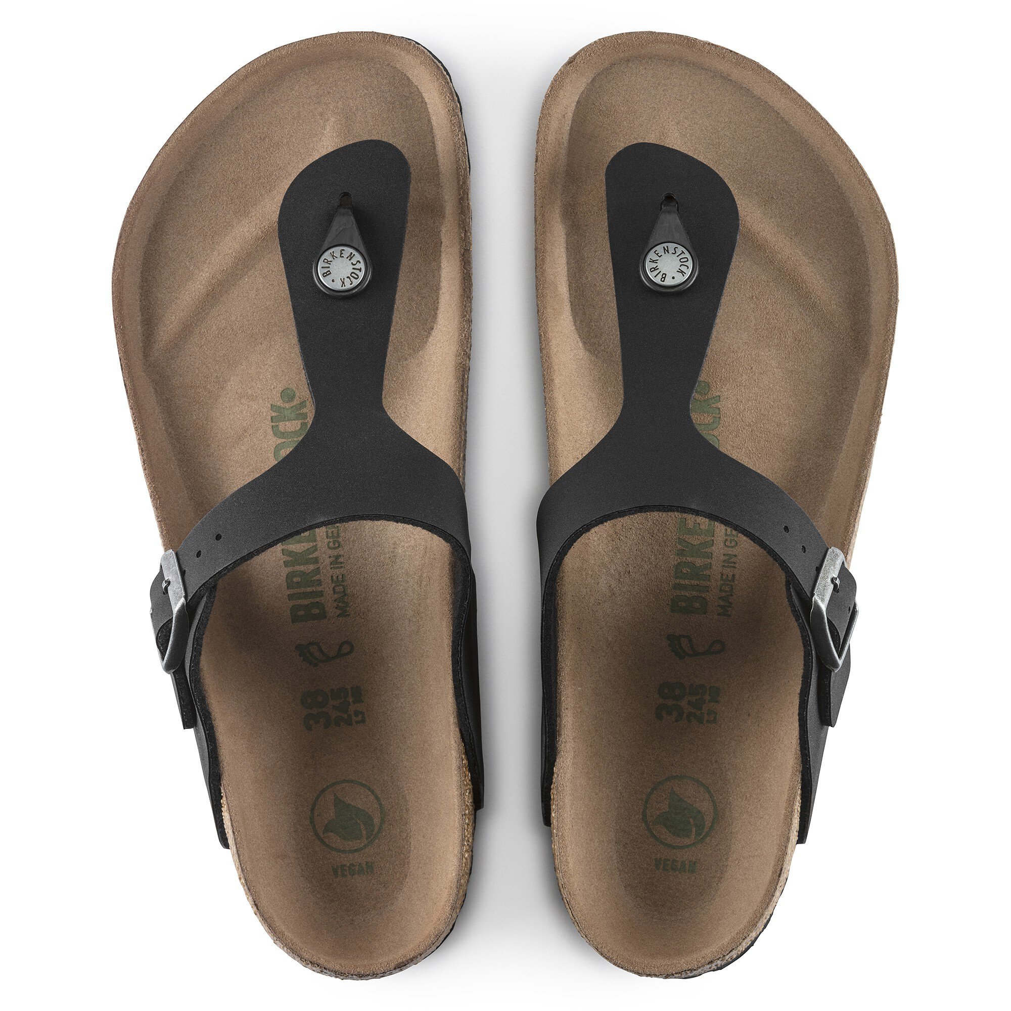 Женские сандалии Birkenstock Gizeh Vegan Birko-Flor Nubuck, цвет: Чёрный — фото 2