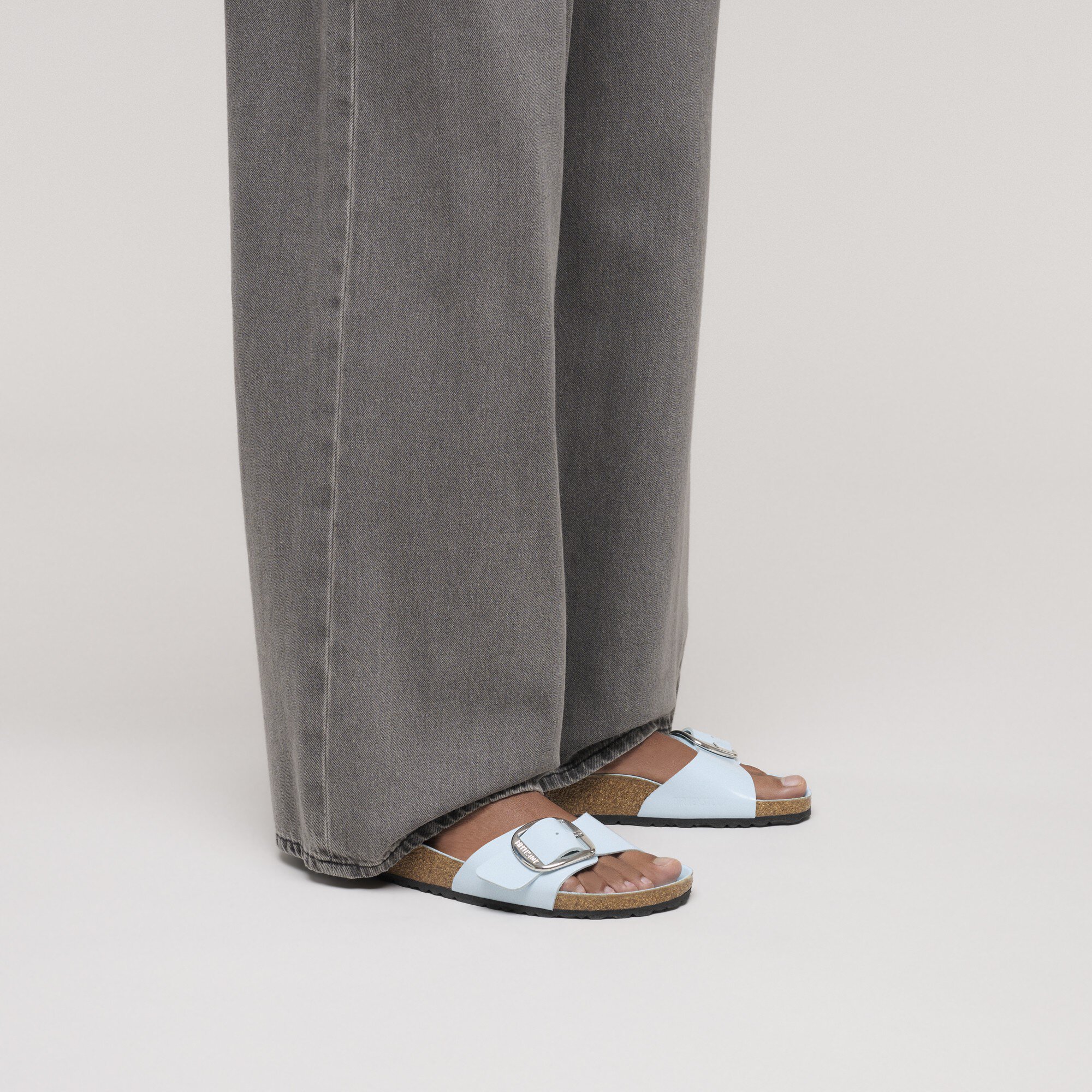 Женские сандалии Birkenstock Madrid Big Buckle Natural Leather Patent, цвет: Синий — фото 4