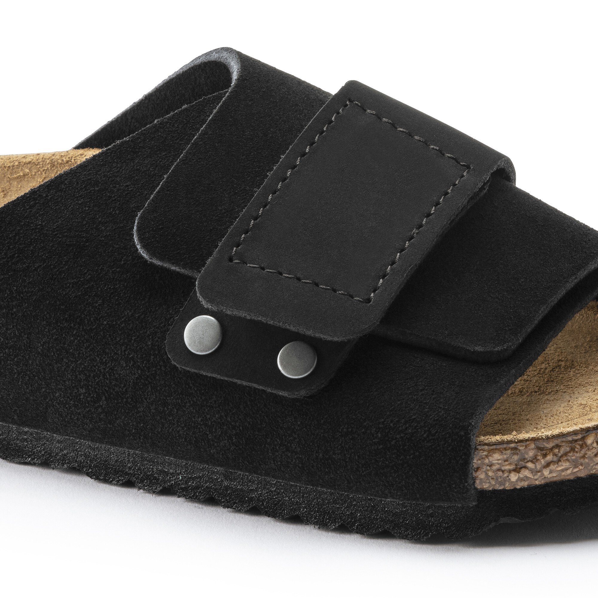 Детские сандалии Birkenstock Kyoto Kids Suede Leather Nubuck, цвет: Чёрный — фото 4