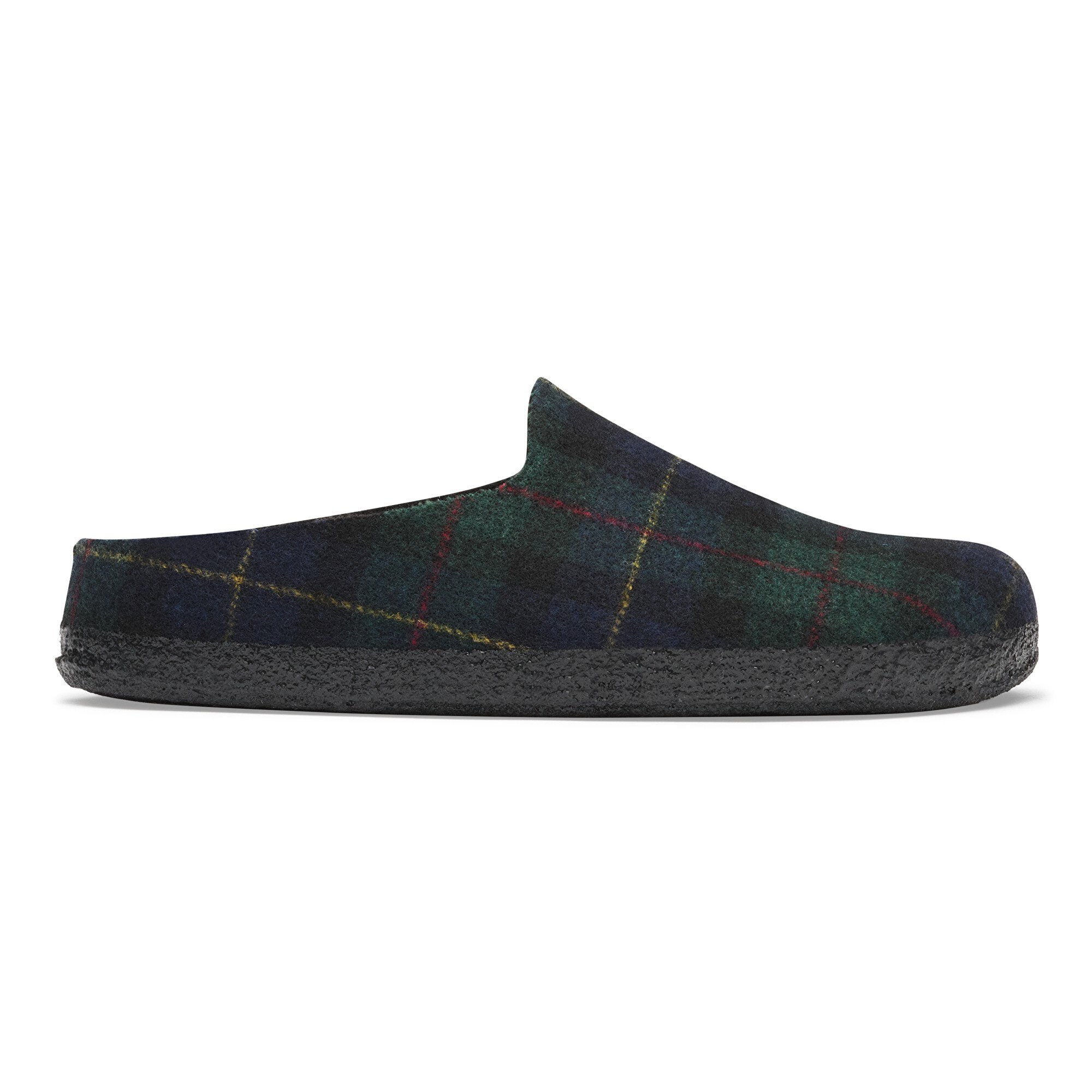 Тапочки Birkenstock Amsterdam Wrapped Shearling Felt, цвет: Зелёный тёмно-синий клетчатый — фото 3