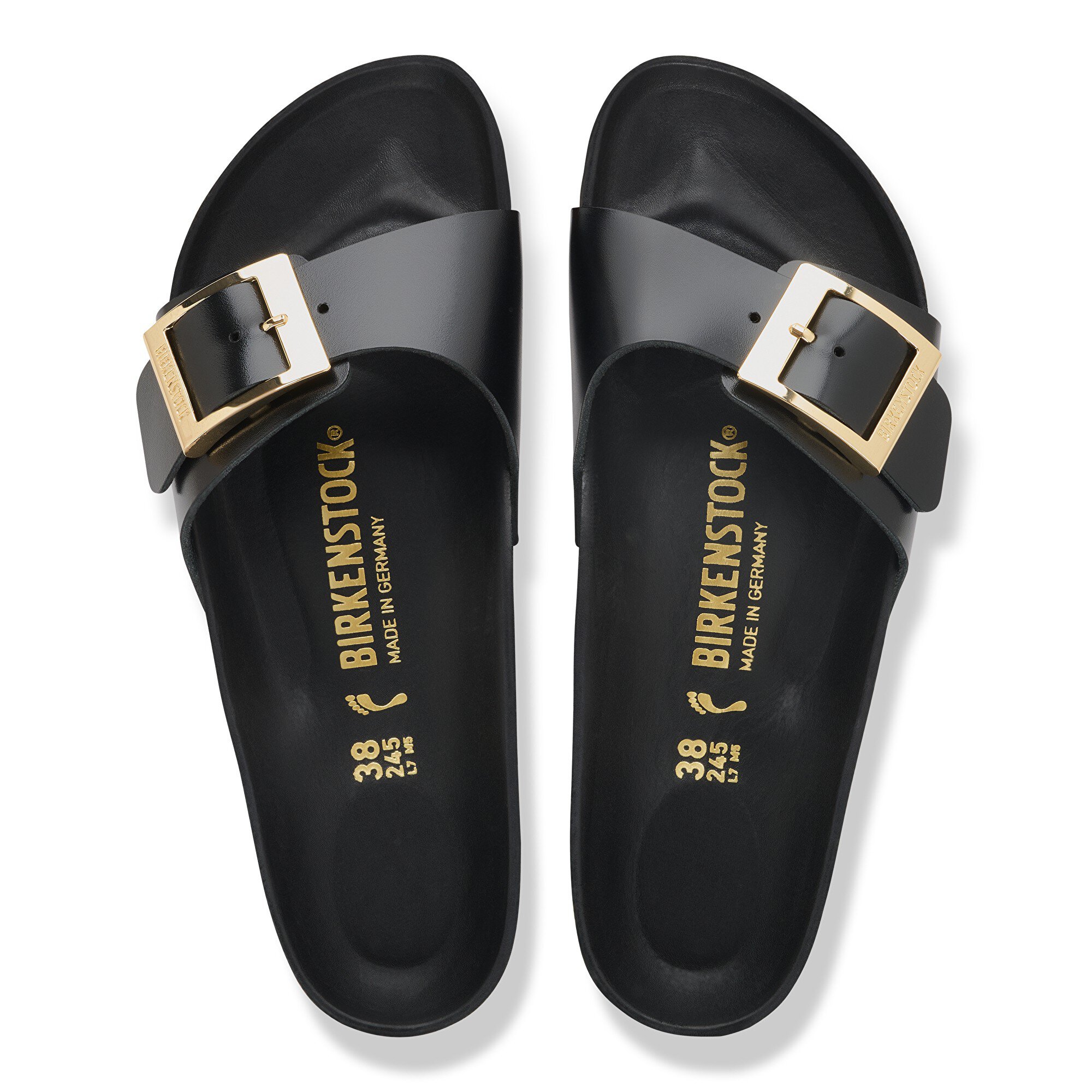 Женские сандалии Birkenstock Madrid Cushion Buckle Natural Leather, цвет: Чёрный — фото 2