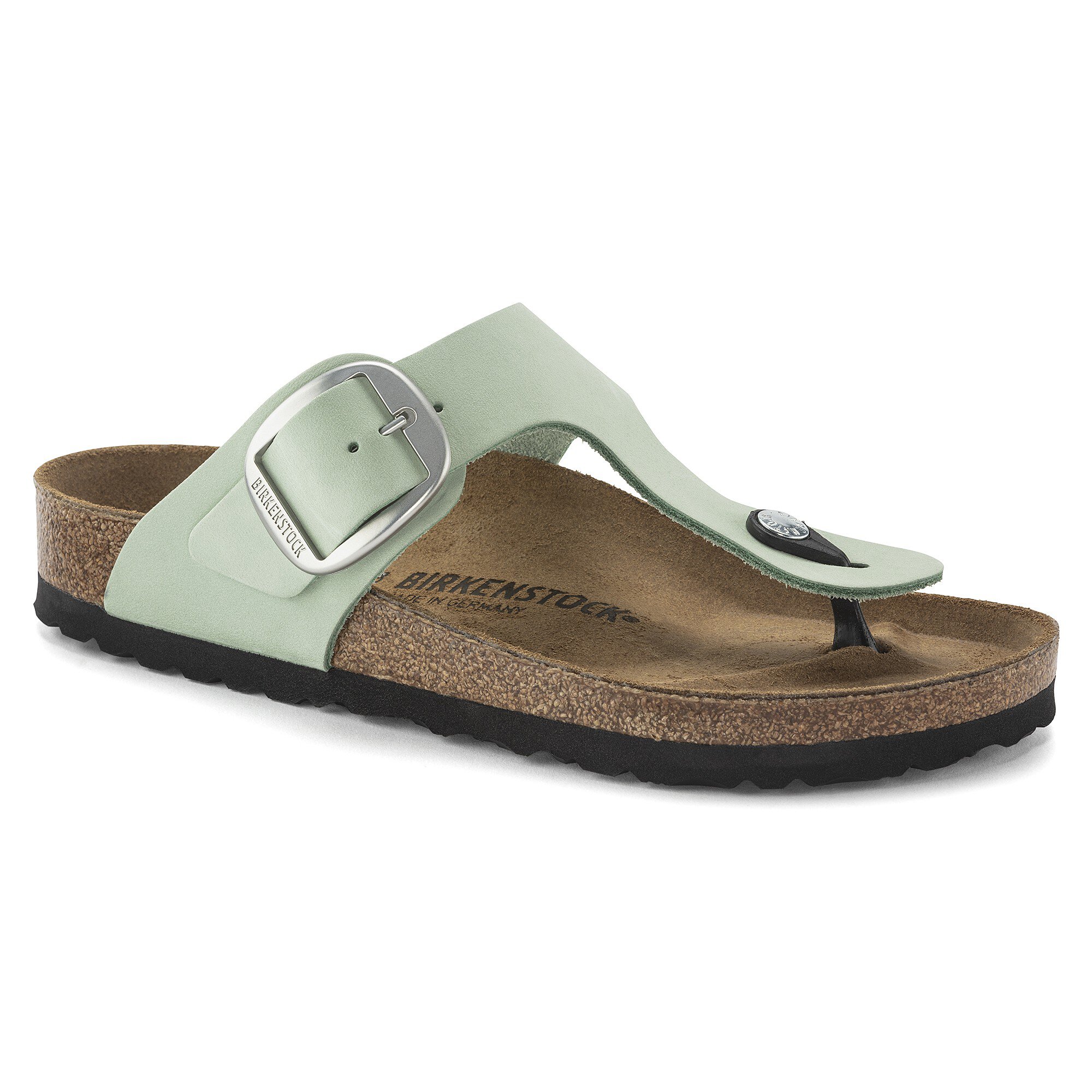 Gizeh Big Buckle Nubuck Leather in Color Matcha | BIRKENSTOCK US