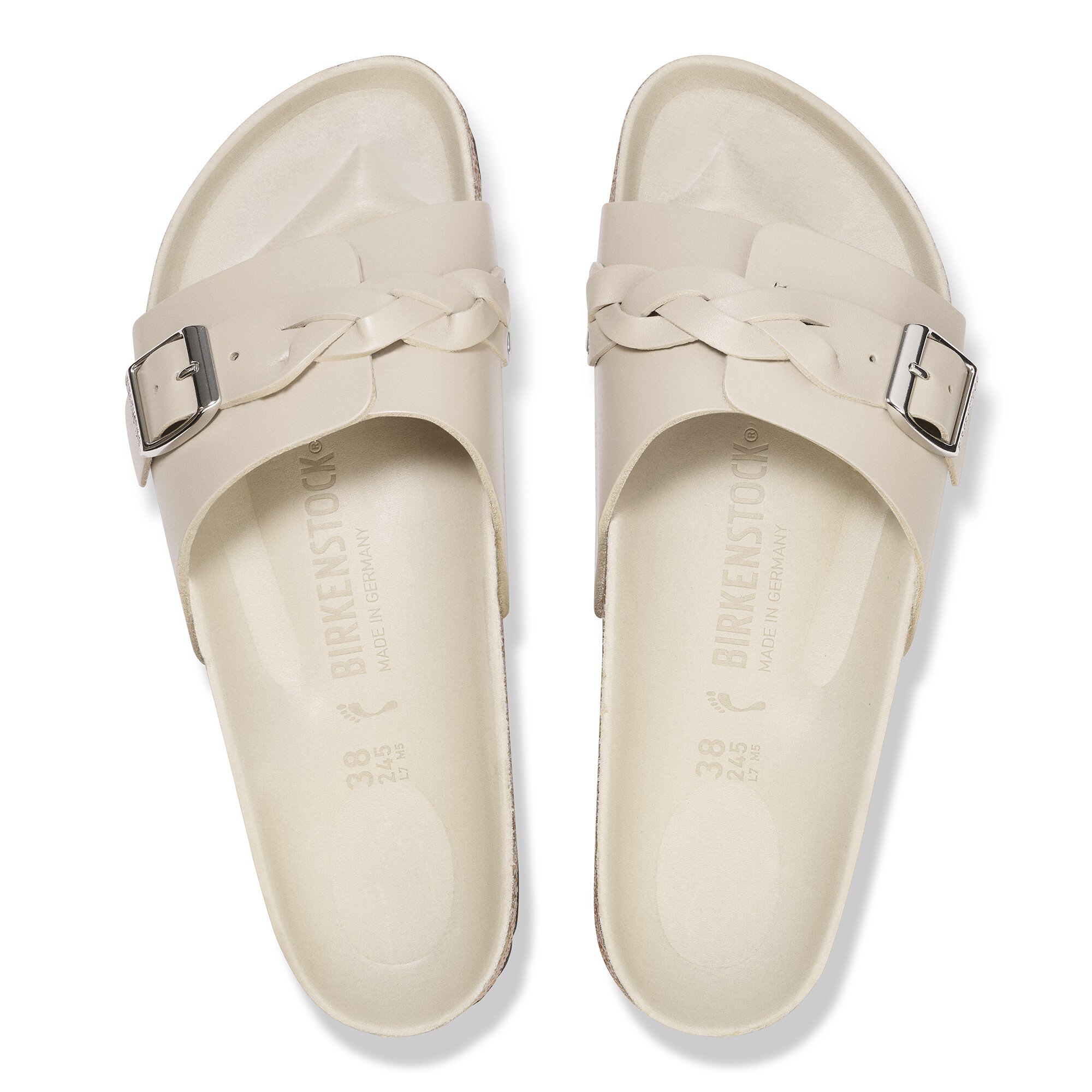 Женские сандалии Birkenstock Oita Braided Natural Leather, цвет: Устричный — фото 2