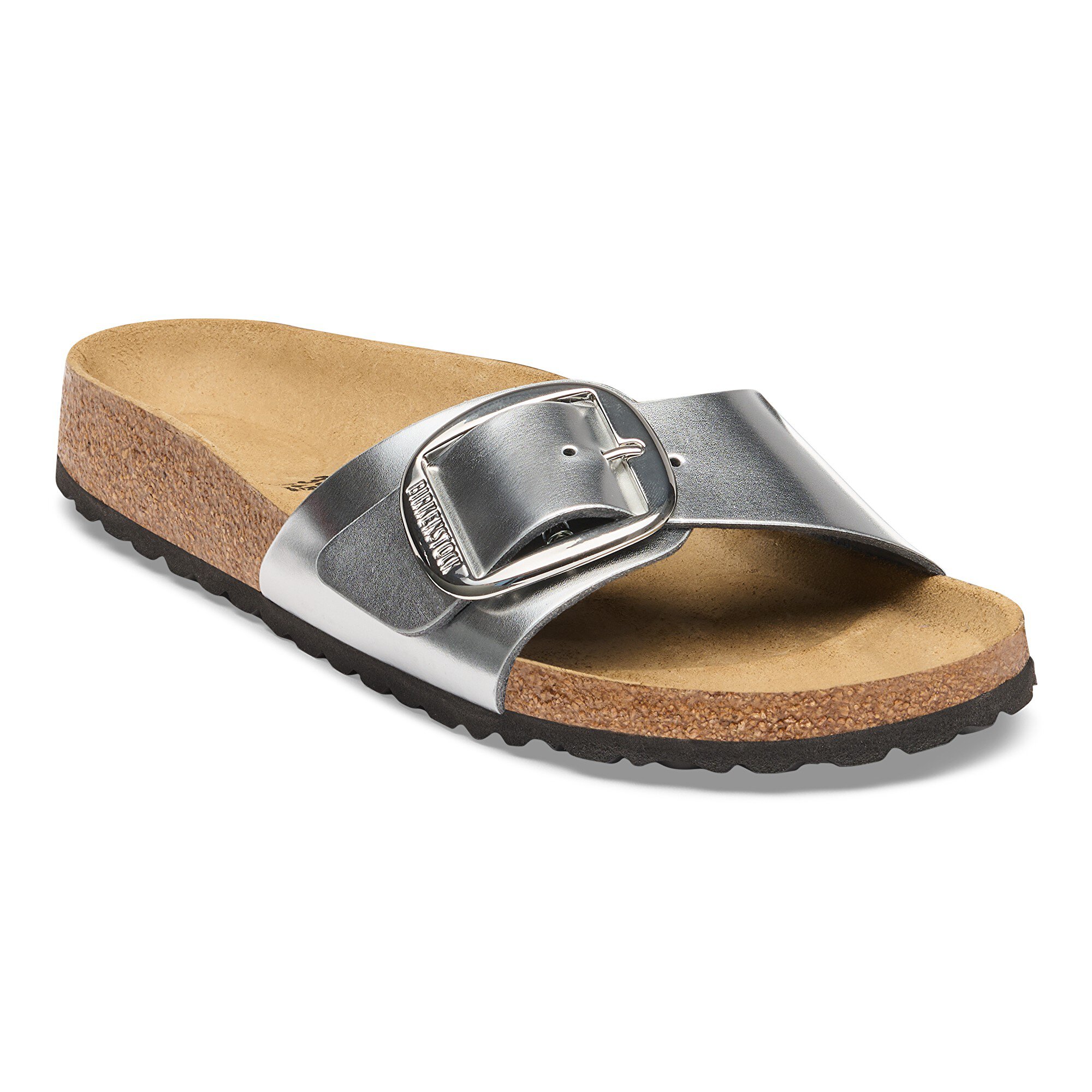 Madrid Big Buckle Leather in Color Metallic Silver | BIRKENSTOCK US