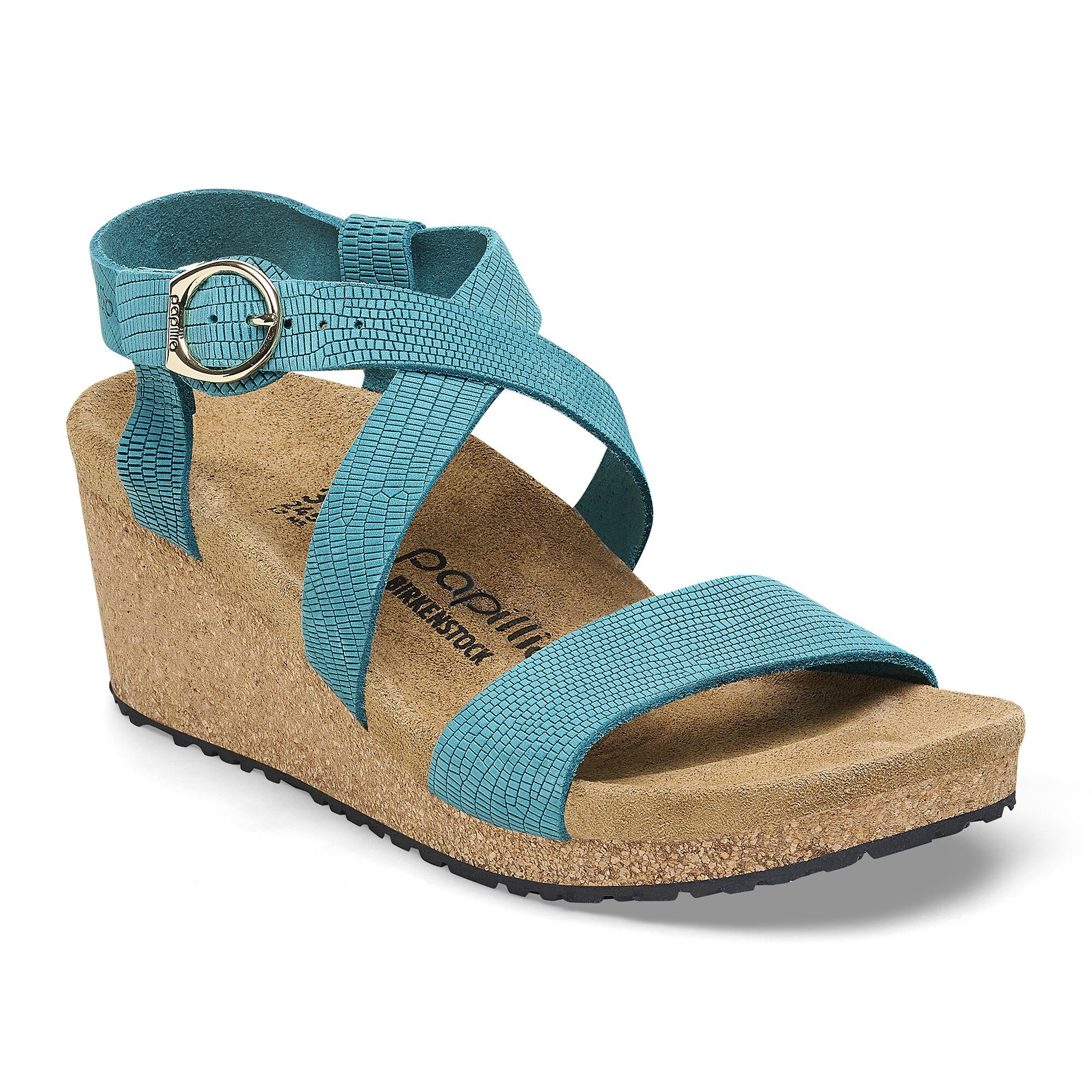 Sibyl Embossed Leather in Color Biscay Bay | BIRKENSTOCK US