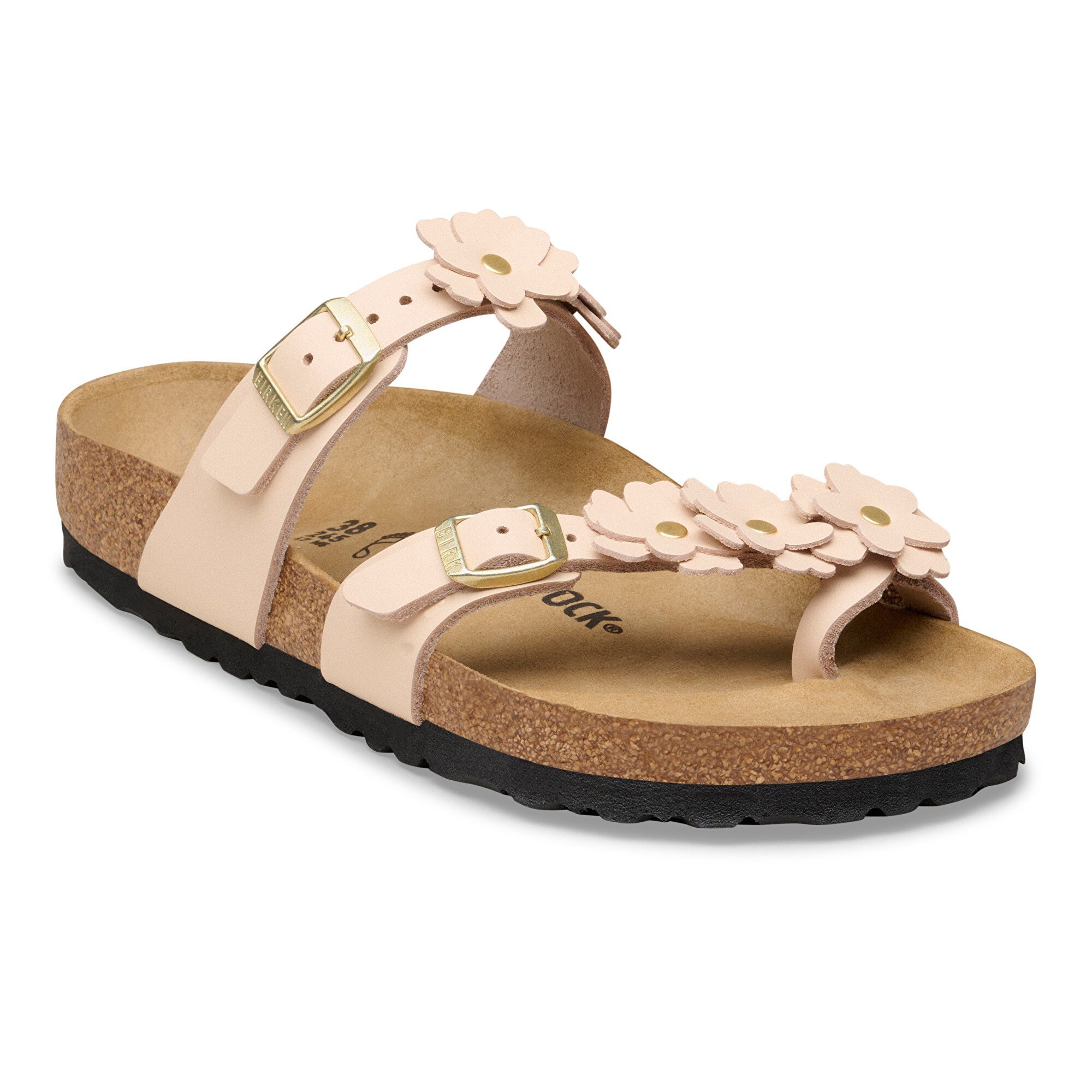 Mayari Flower Embellishment Natural Leather in Color Light Rose