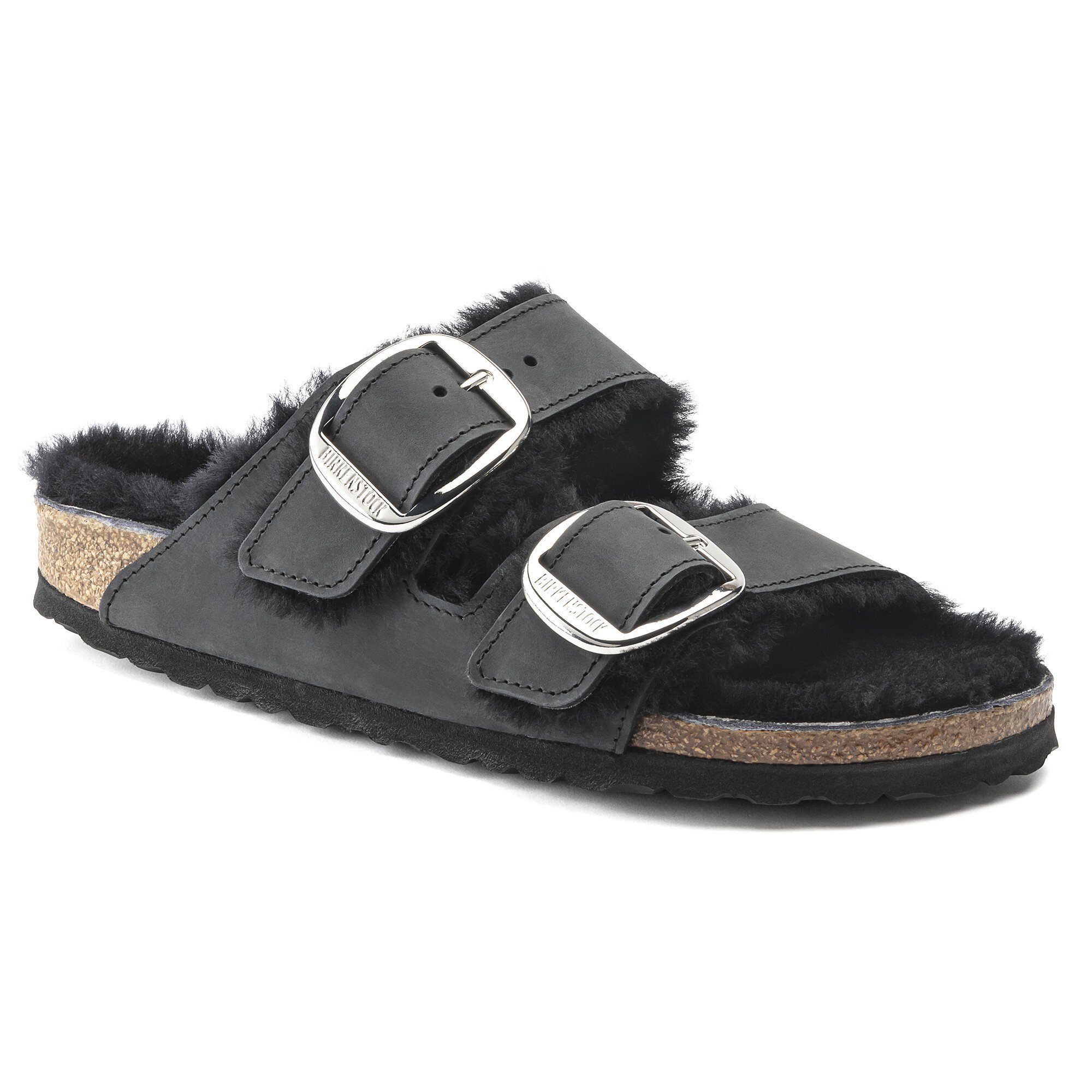 Arizona Big Buckle Shearling Natural Leather Oiled in Color Black