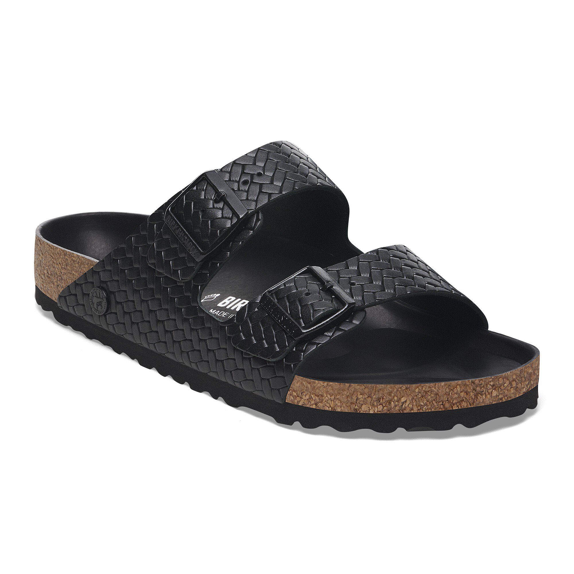 Arizona Rivet Logo Natural Leather in Color Woven Embossed Black