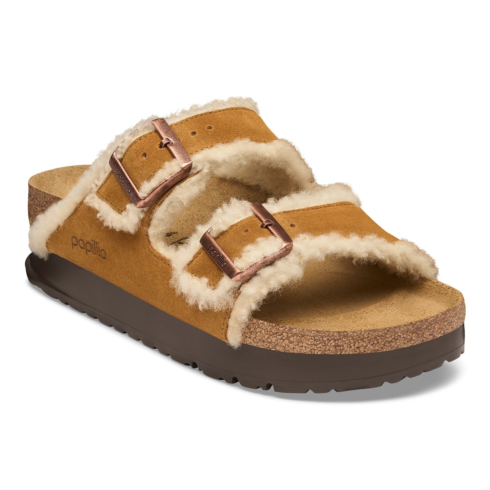 Arizona Flex Platform Shearling Suede Leather/Fur in Color Mink