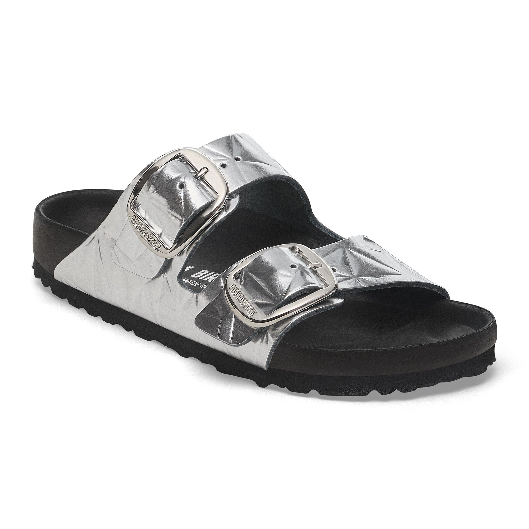 Arizona Big Buckle Natural Leather in Color Silver | BIRKENSTOCK Oman