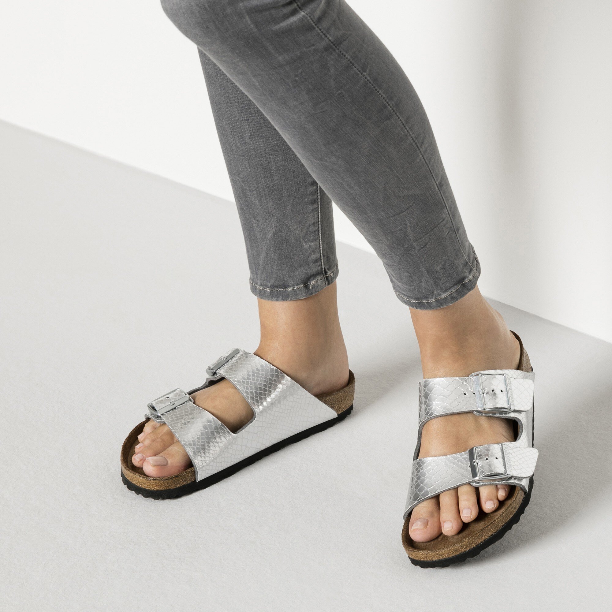 silver birkenstocks arizona