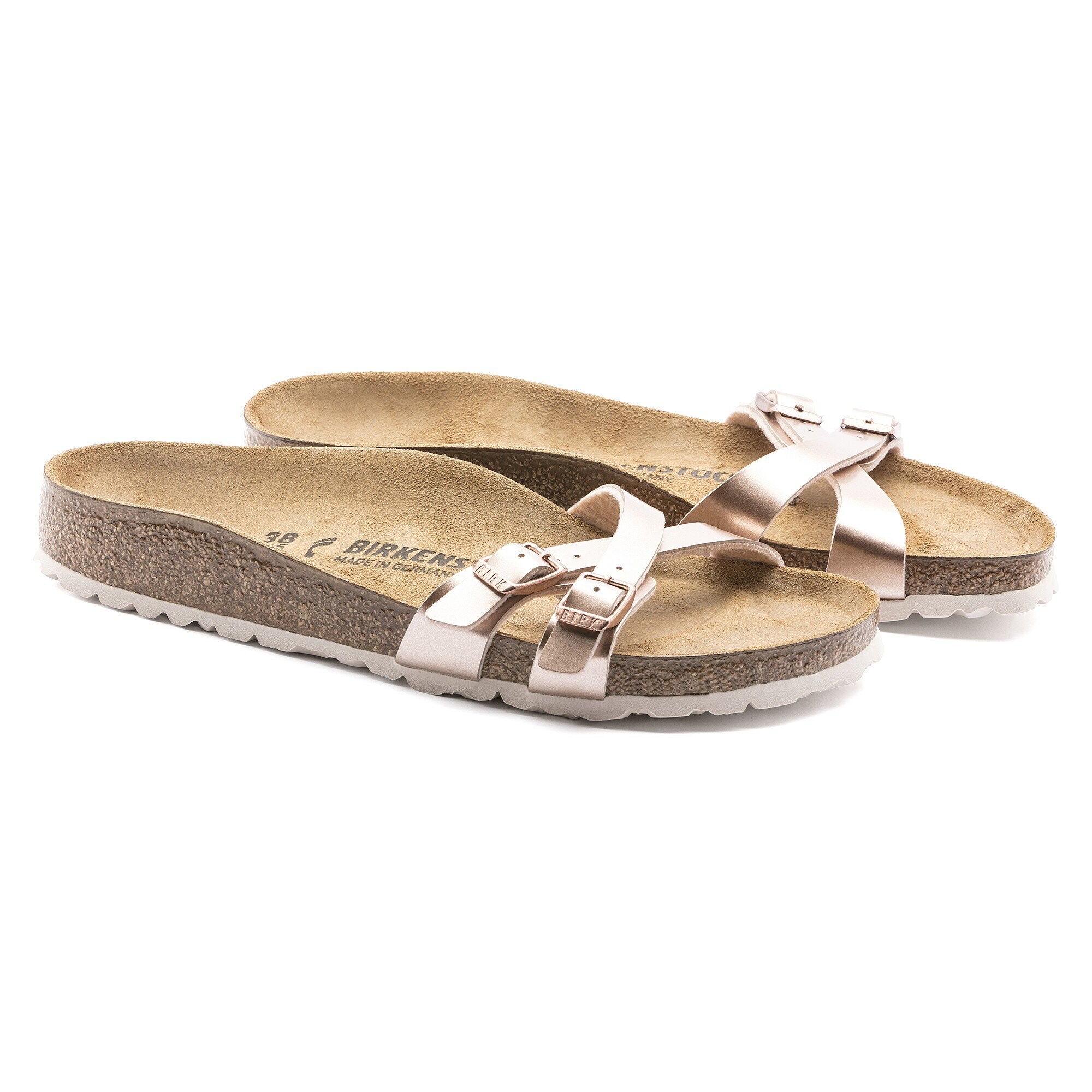 electric metallic copper birkenstock