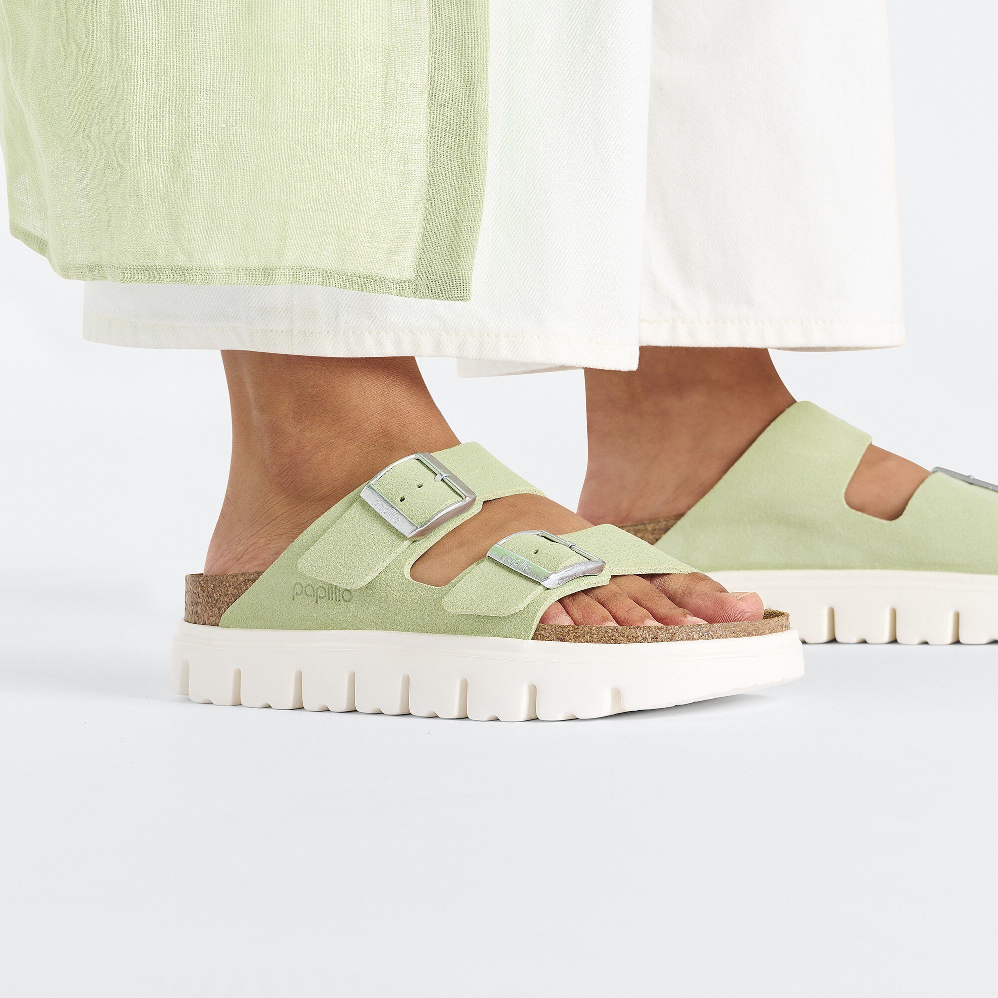Arizona Chunky Suede Leather Faded Lime | BIRKENSTOCK