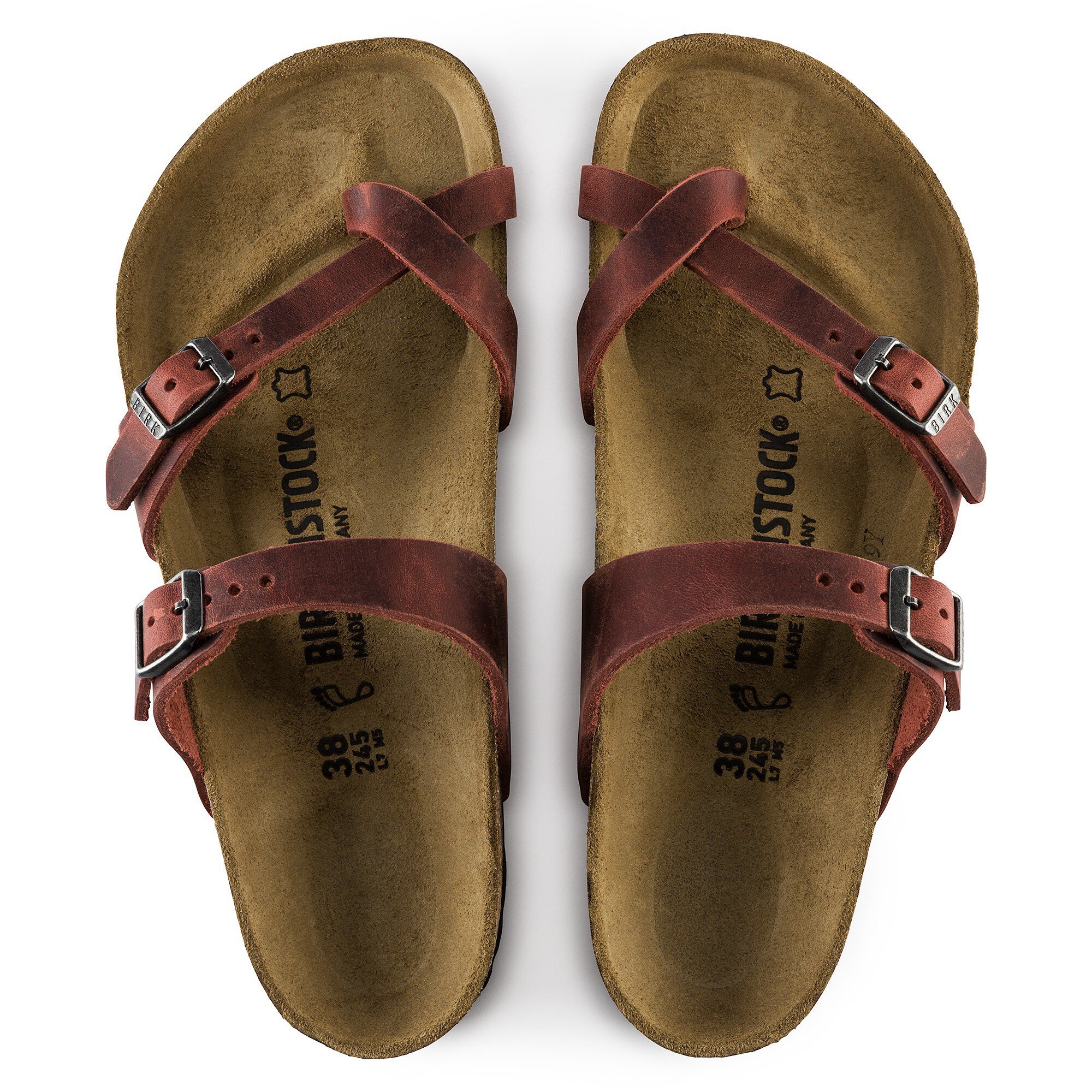 birkenstock mayari oiled leather earth red