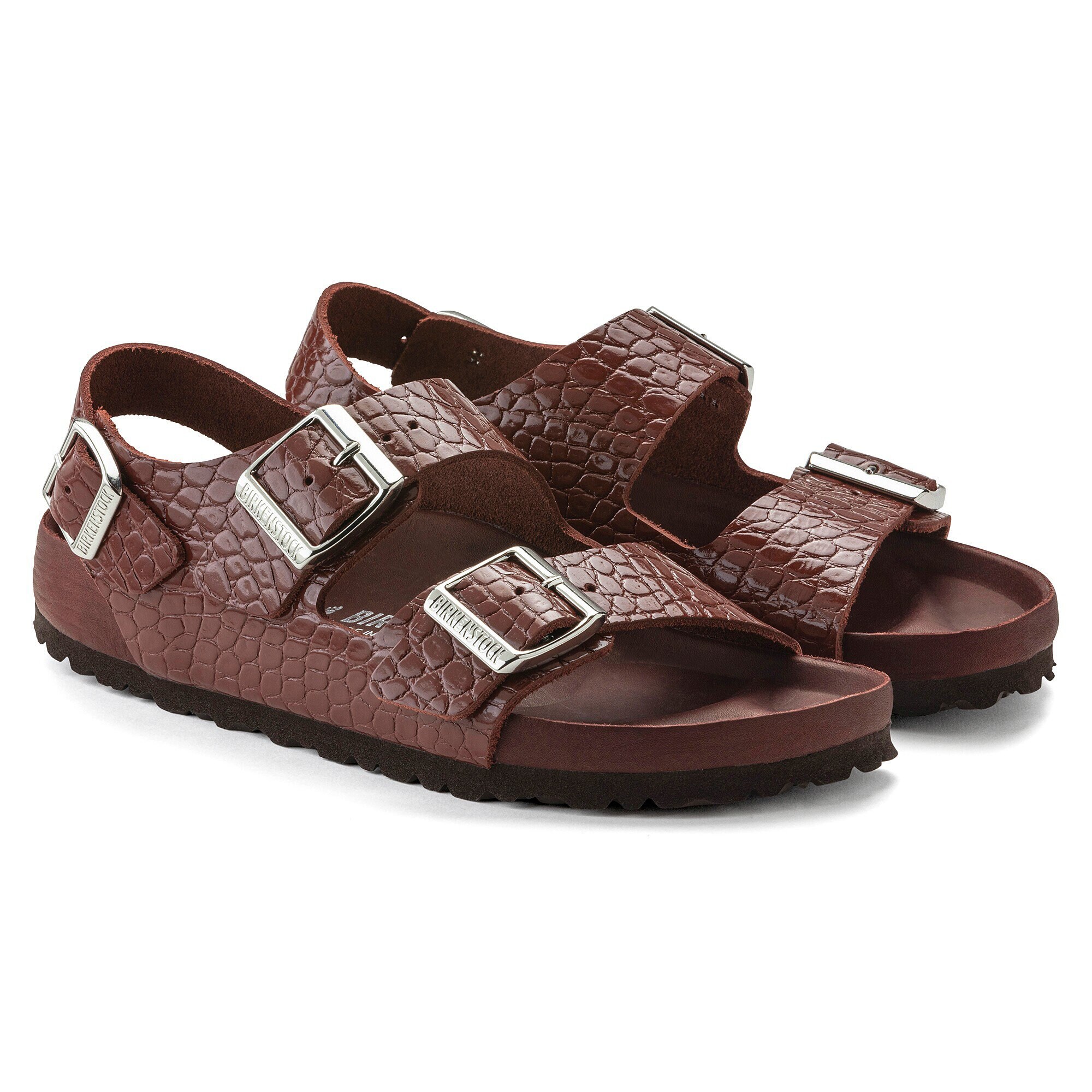 Milano Rivet Logo Embossed Natural Leather Chocolate | BIRKENSTOCK