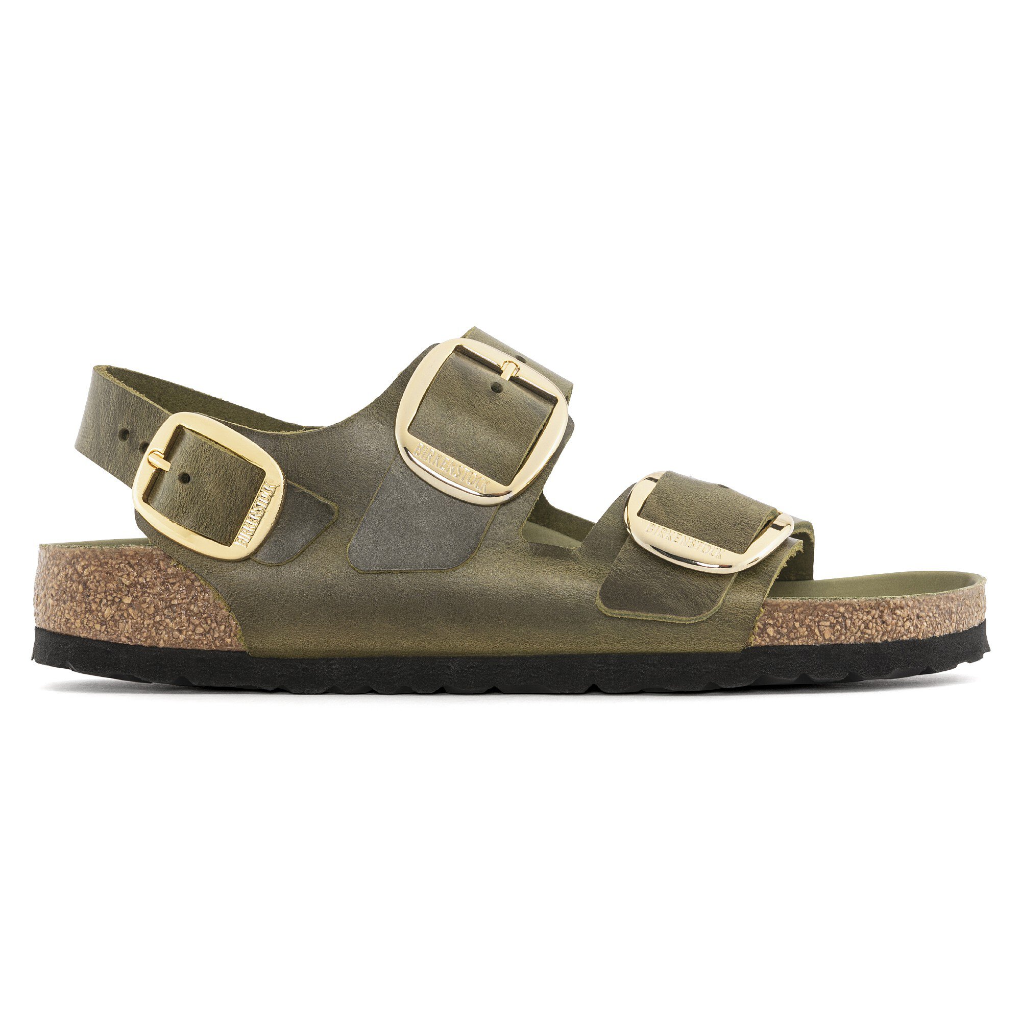 Milano Big Buckle Oiled Leather Olive Green BIRKENSTOCK