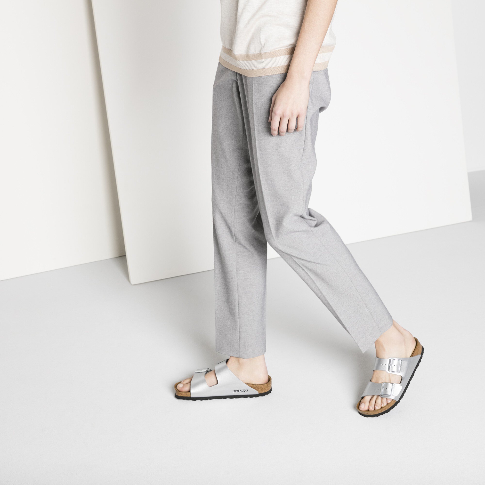Arizona Birko Flor Silver BIRKENSTOCK