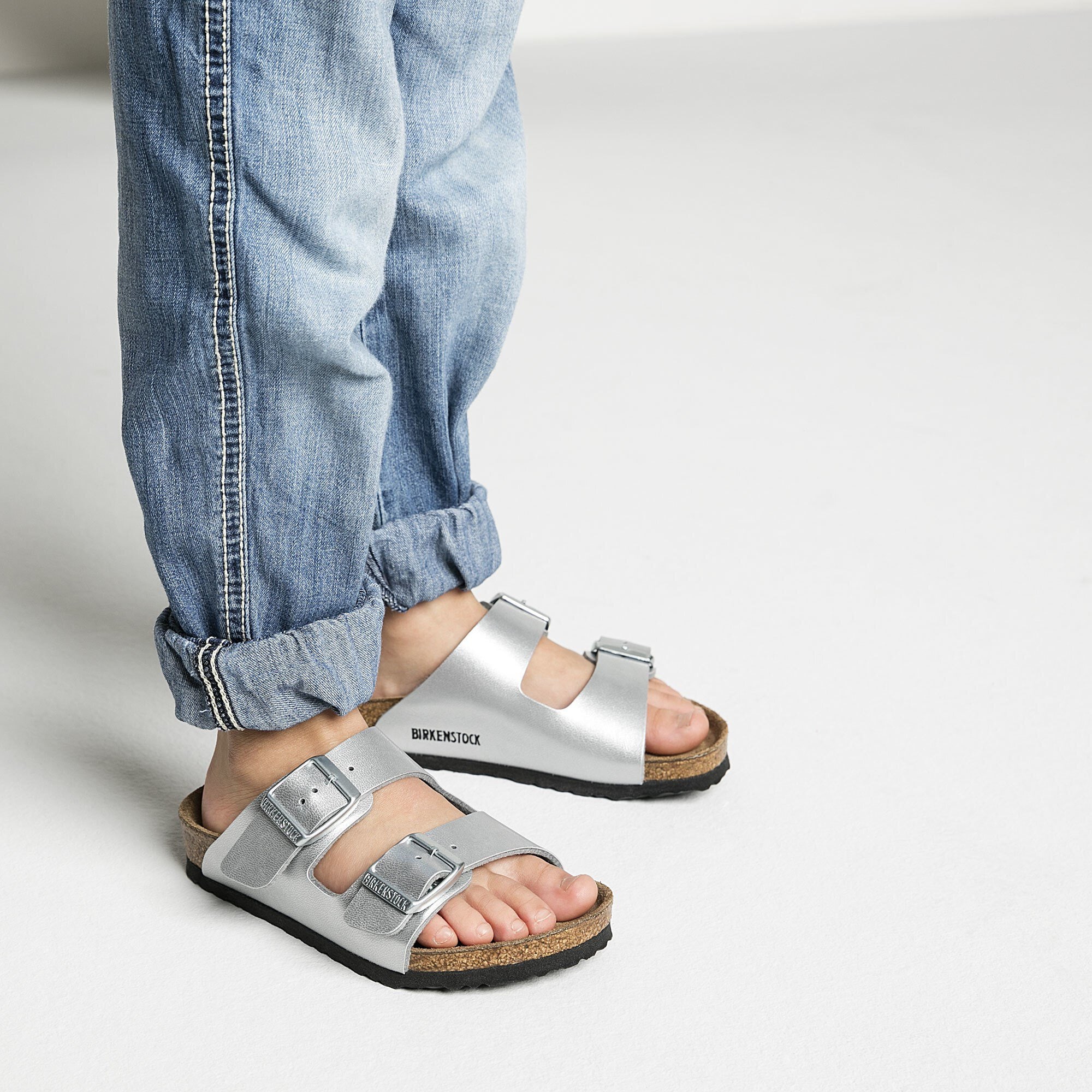 silver birkenstocks arizona