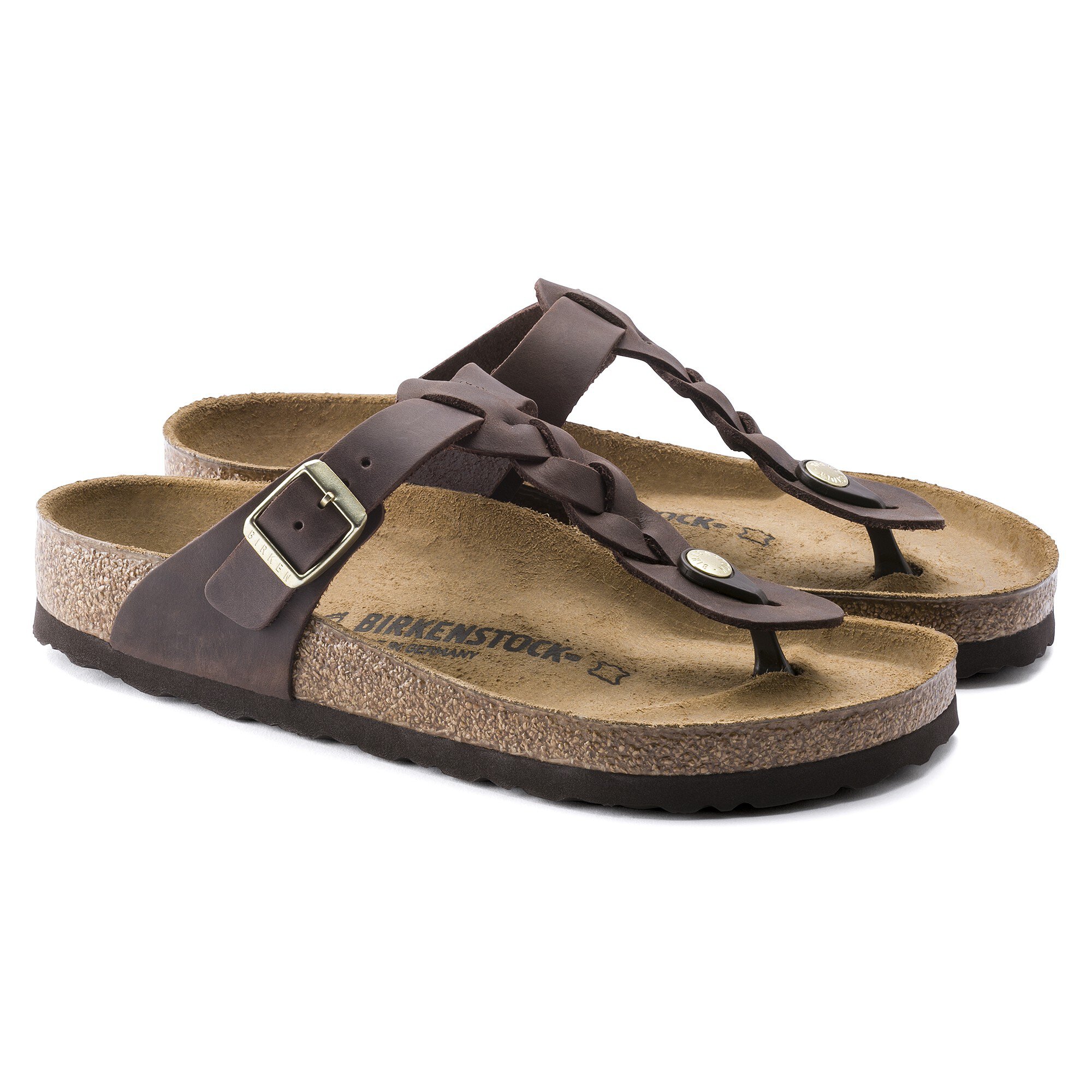 birkenstock gizeh oiled leather habana braided