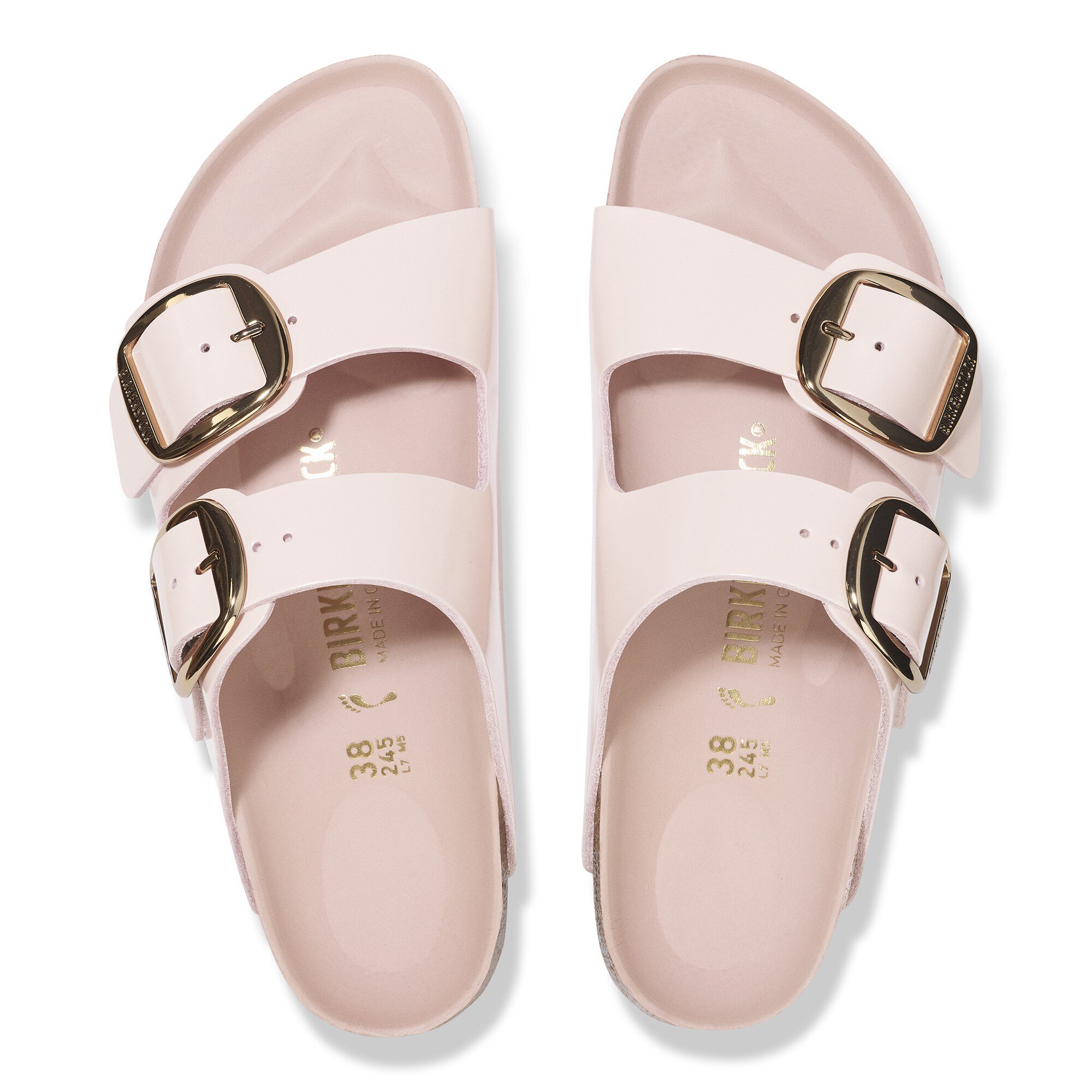 Arizona Big Buckle Natural Leather Patent High-Shine Light