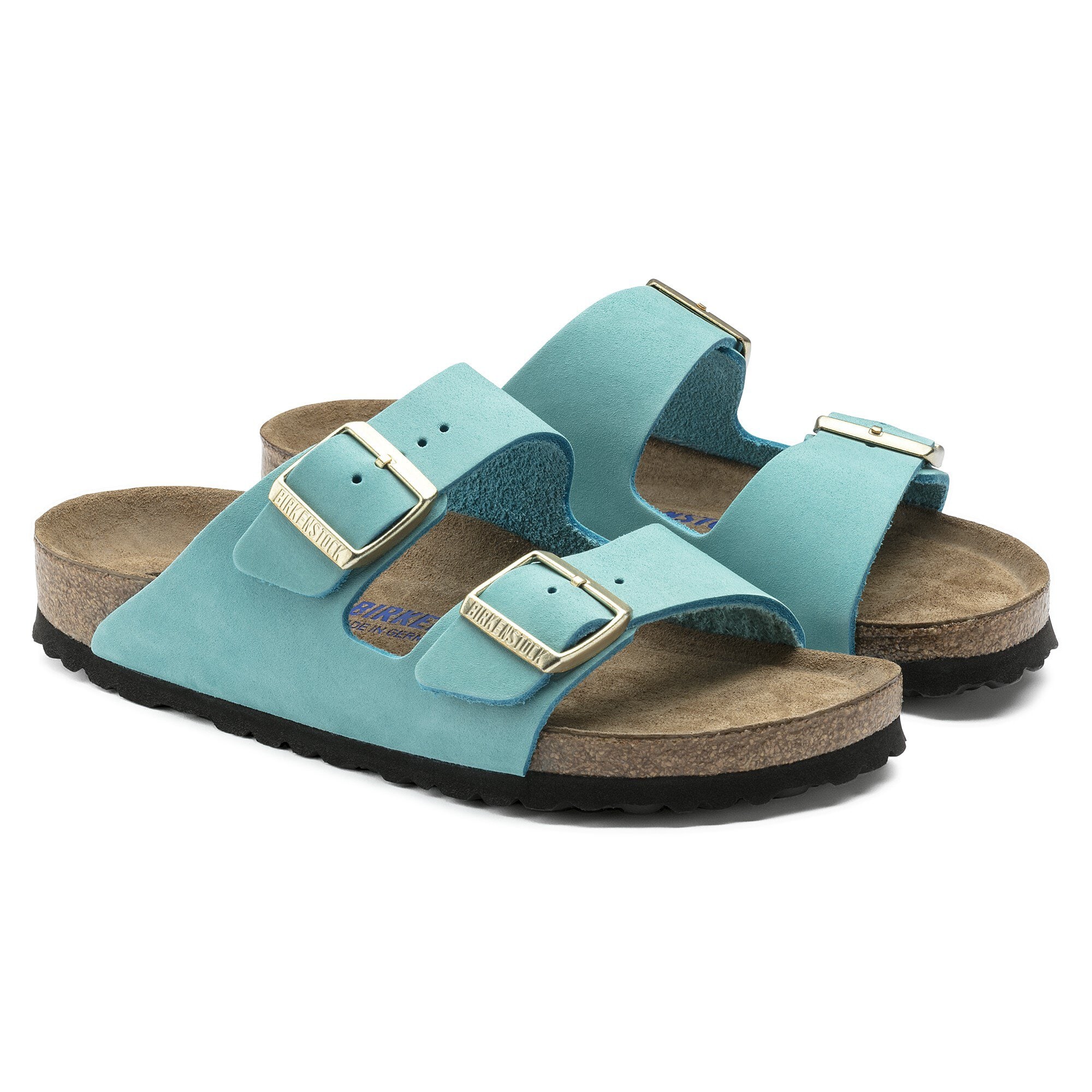 teal birkenstocks