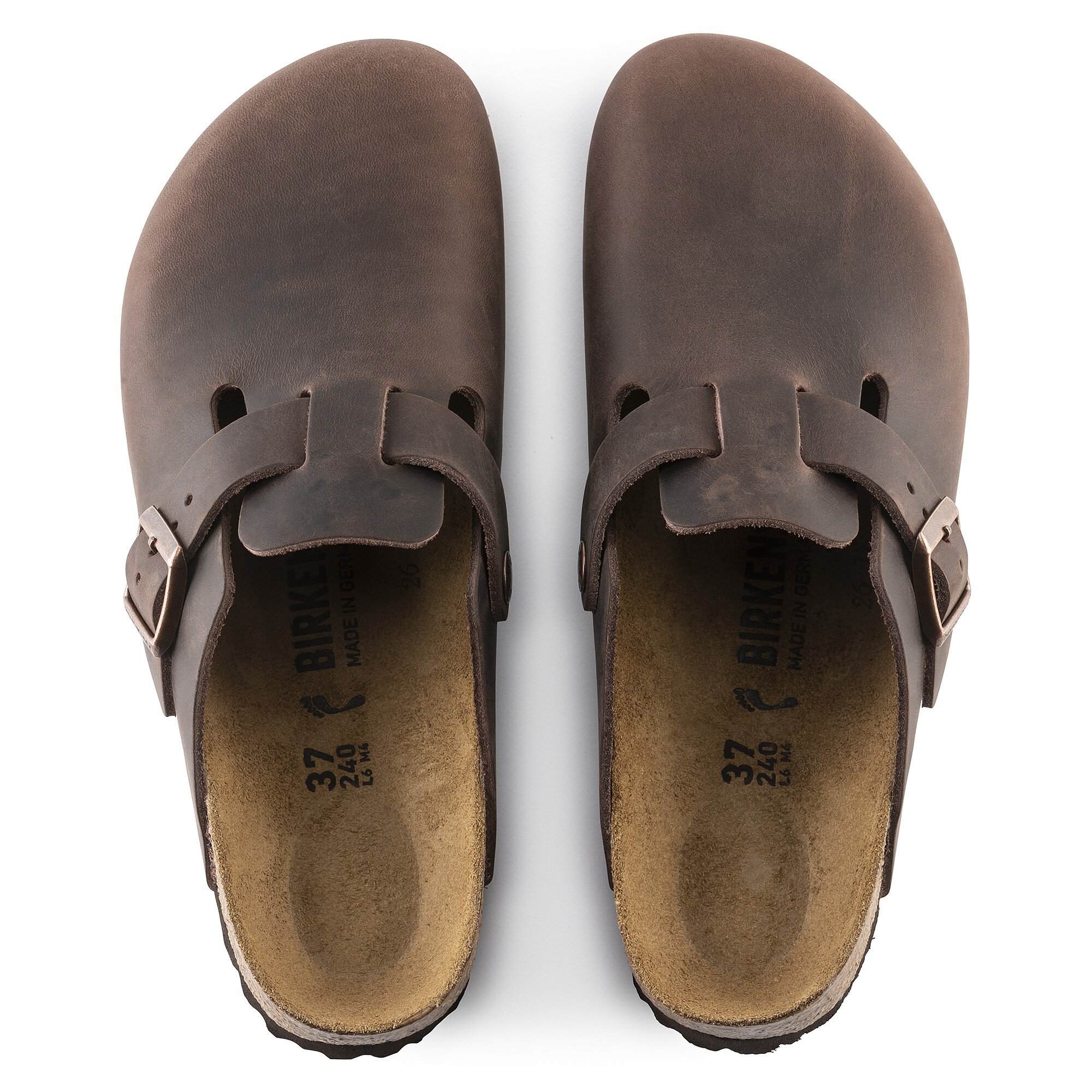 Birkenstock Boston Oiled Leather Mules - Unisex M 6-6.5 / W 8-8.5 - Habana