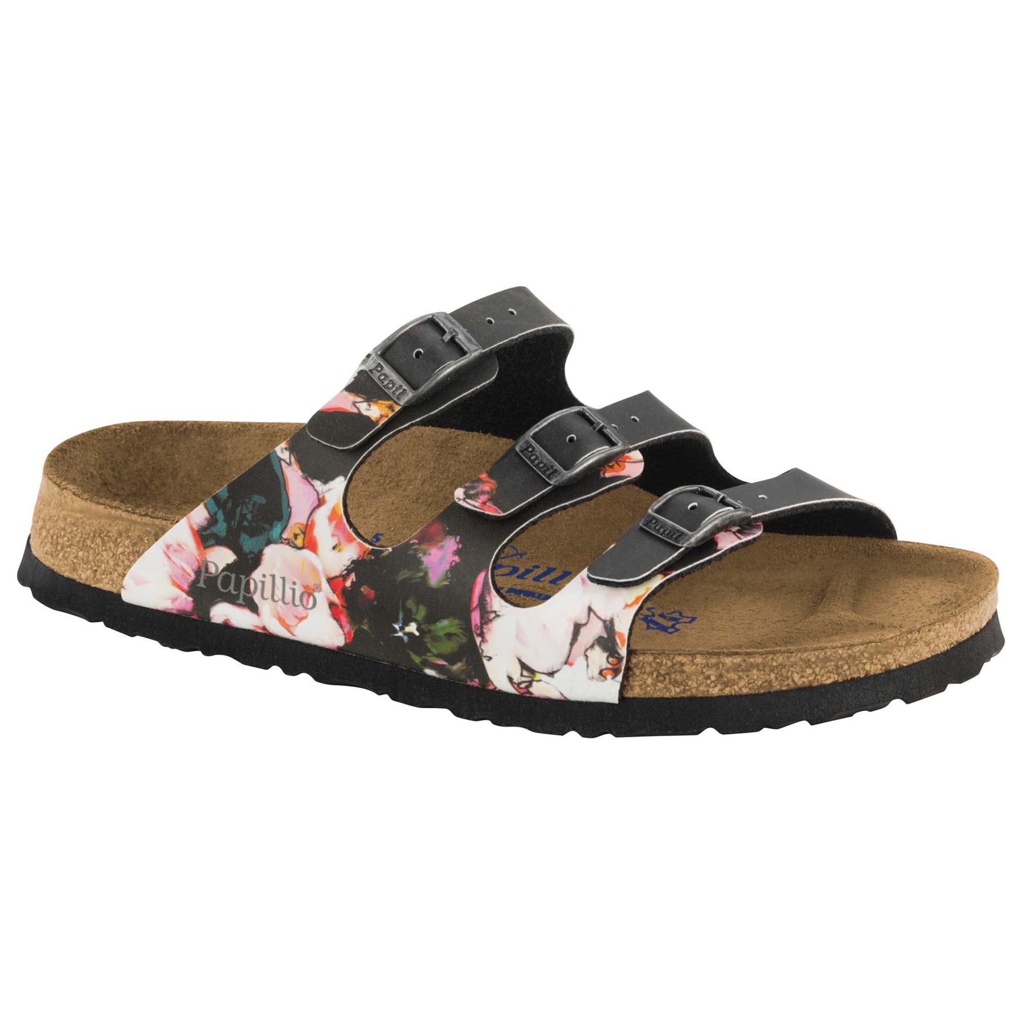 Auto Knorretje schermutseling Florida Soft Footbed Birko-Flor Painted Bloom Black | BIRKENSTOCK