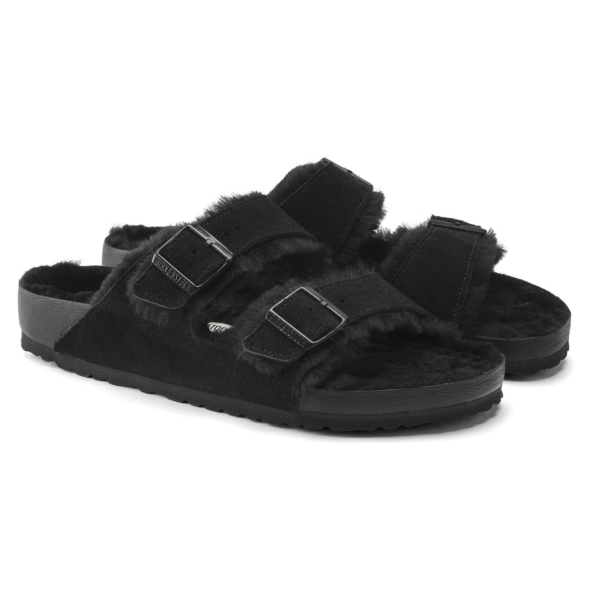 birkenstock arizona shearling black