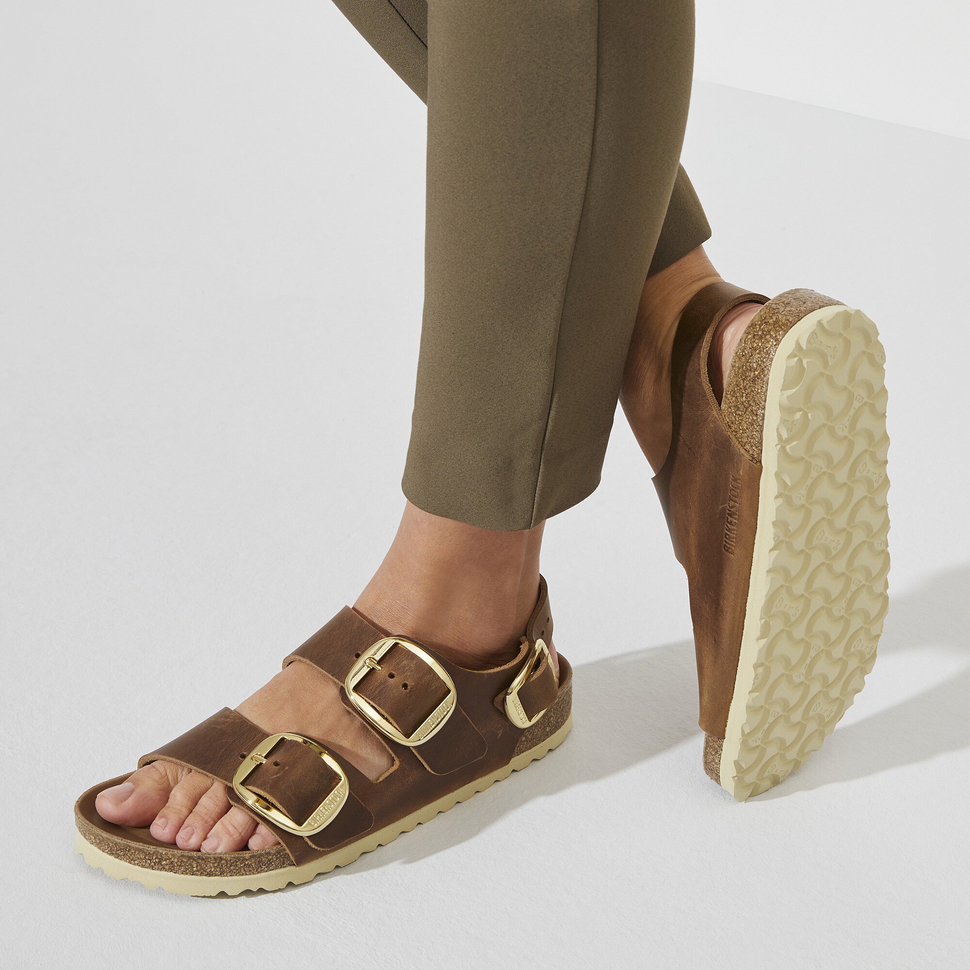 【SALE／60%OFF】 Oiled Buckle Big Milano Leather BIRKENSTOCK | Cognac 靴