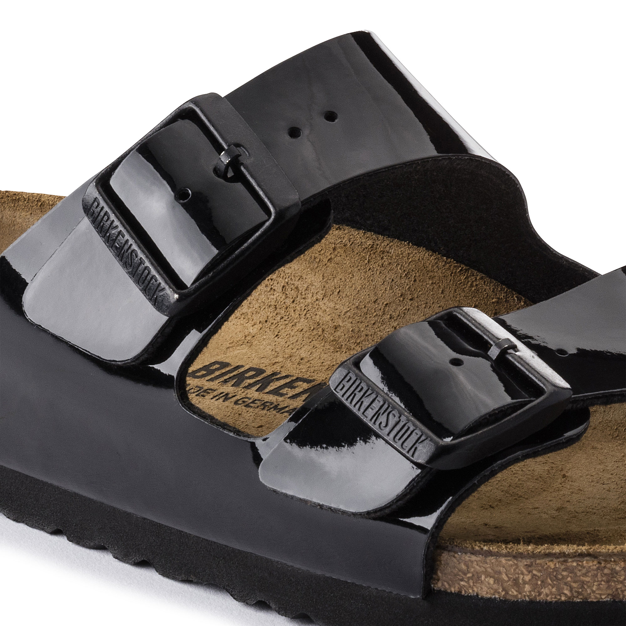 black patent birkenstock sandals