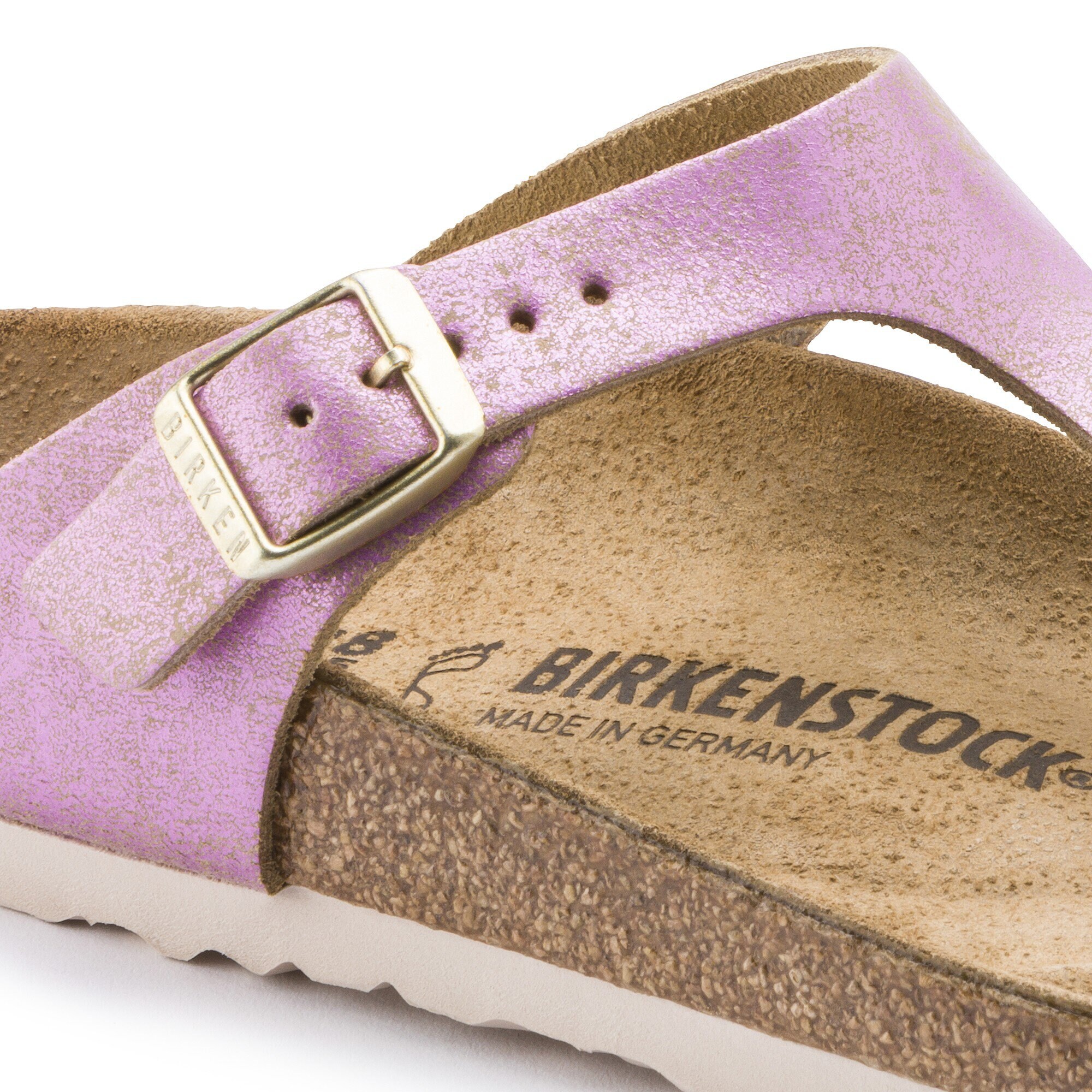 birkenstock arizona washed metallic pink
