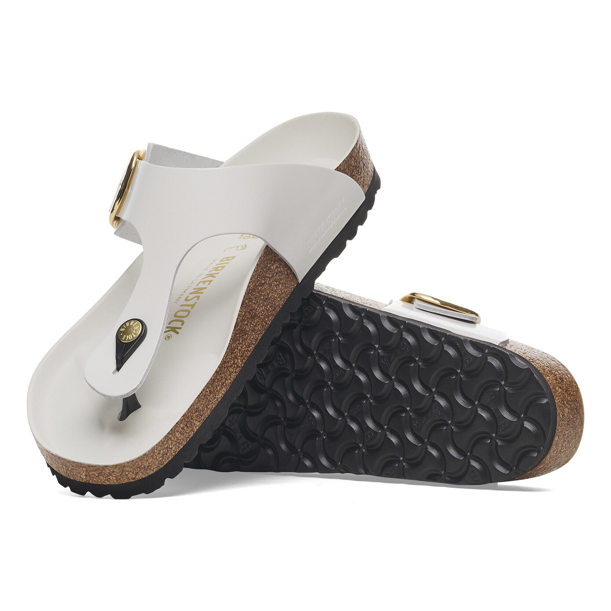 Gizeh Hammered Big Buckle Natural Leather Patent High Shine