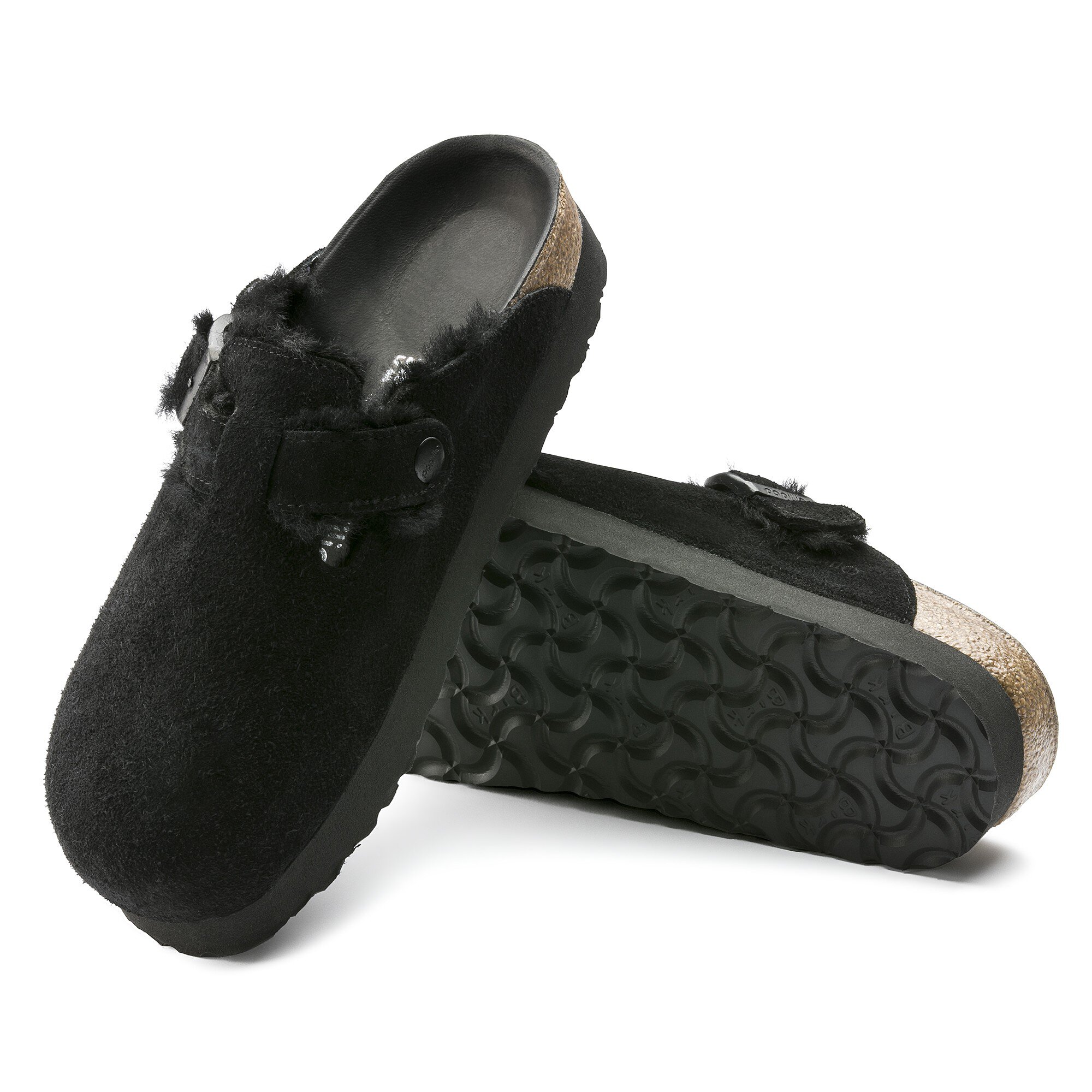 Boston Suede Leather Fur Shearling Black