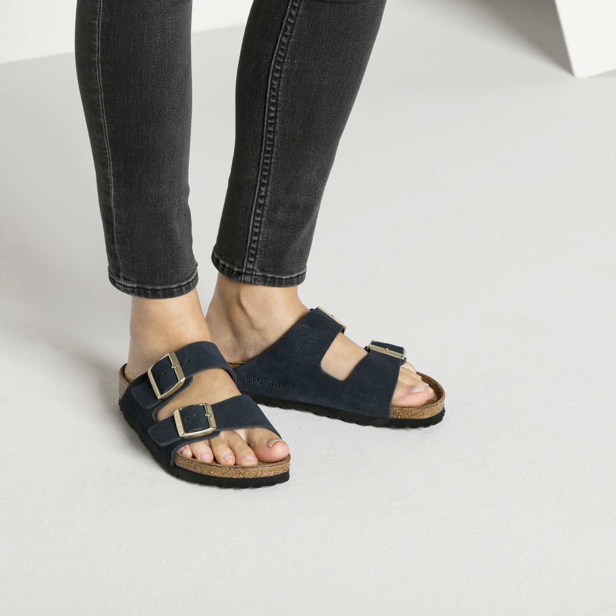 navy leather birkenstock