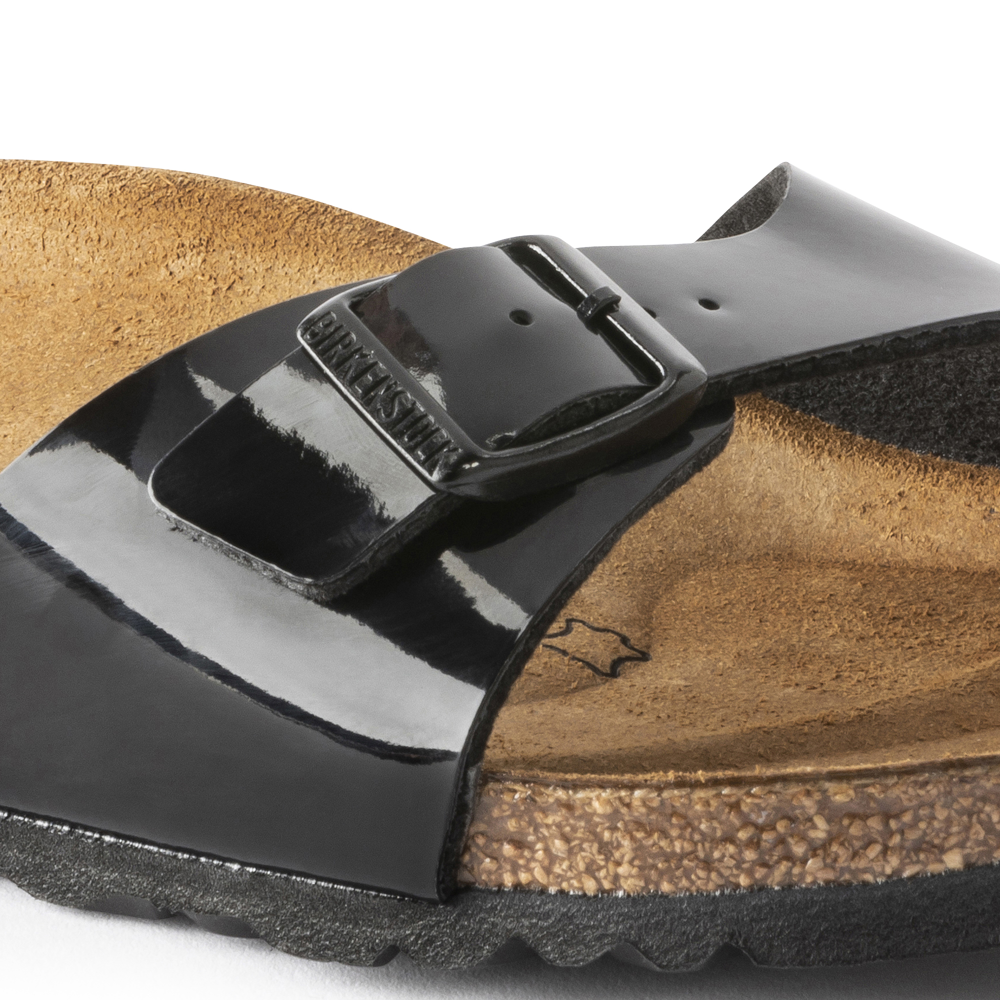  Birkenstock Womens Madrid Black Birko-Flor Patent Summer  Sandals - Black - 4-4.5