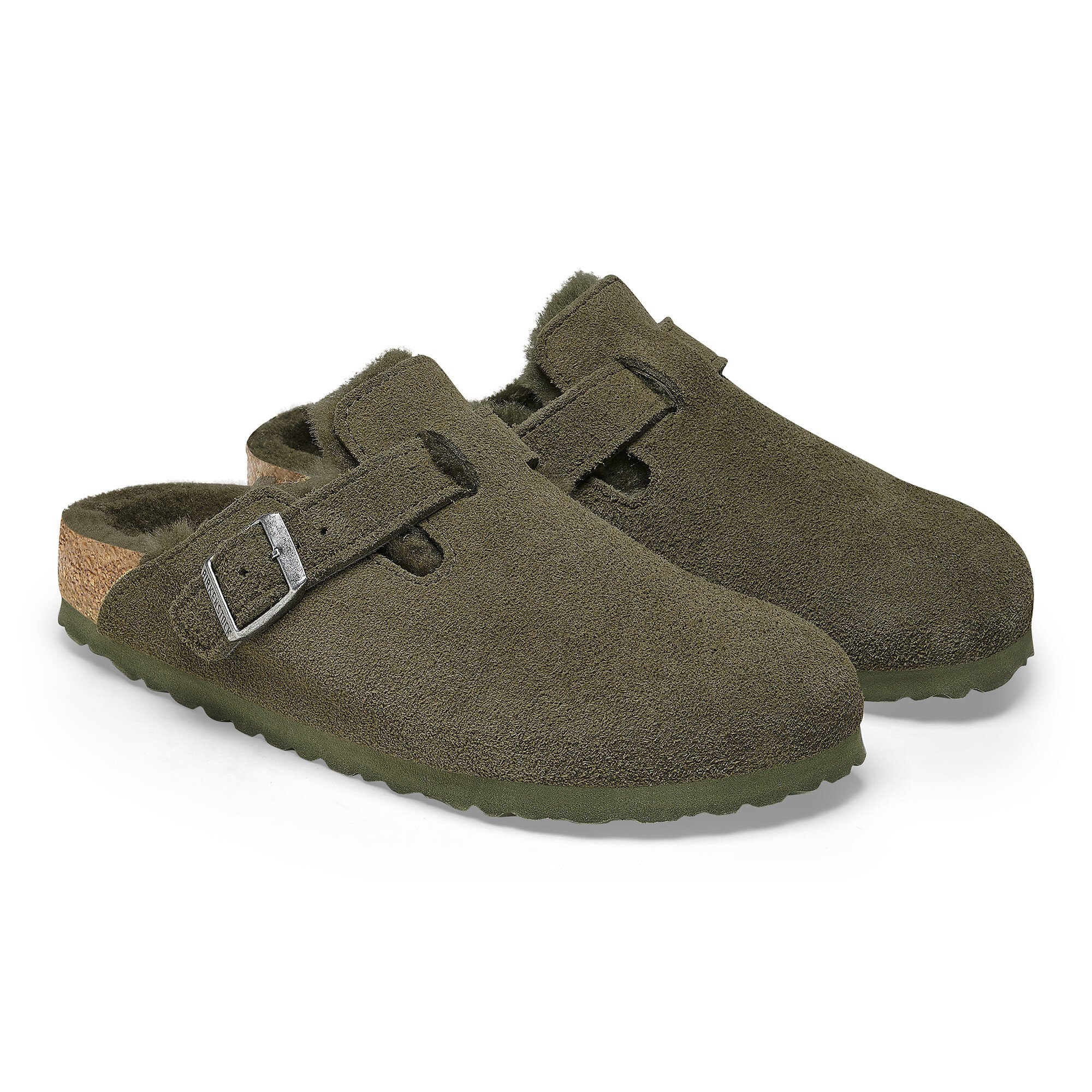 Birkenstock boston green suede discount