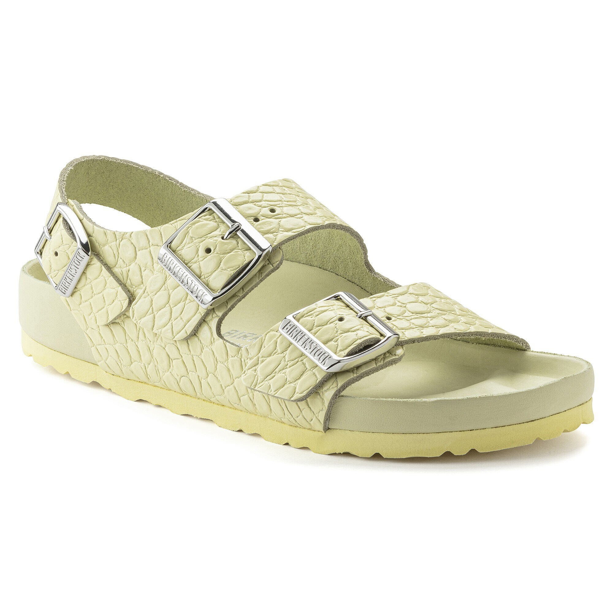 Milano Rivet Logo Embossed Natural Leather Popcorn | BIRKENSTOCK