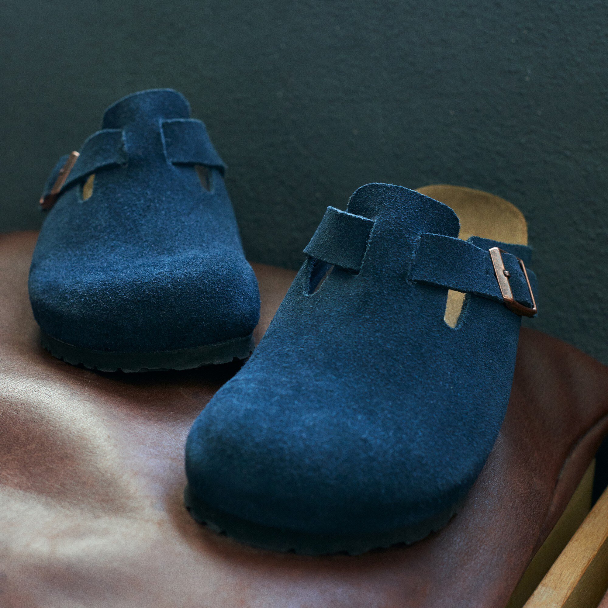 Navy birkenstock clogs Clearance