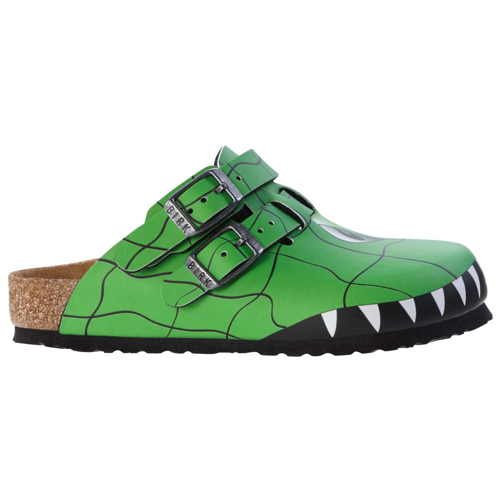green birkenstock clogs