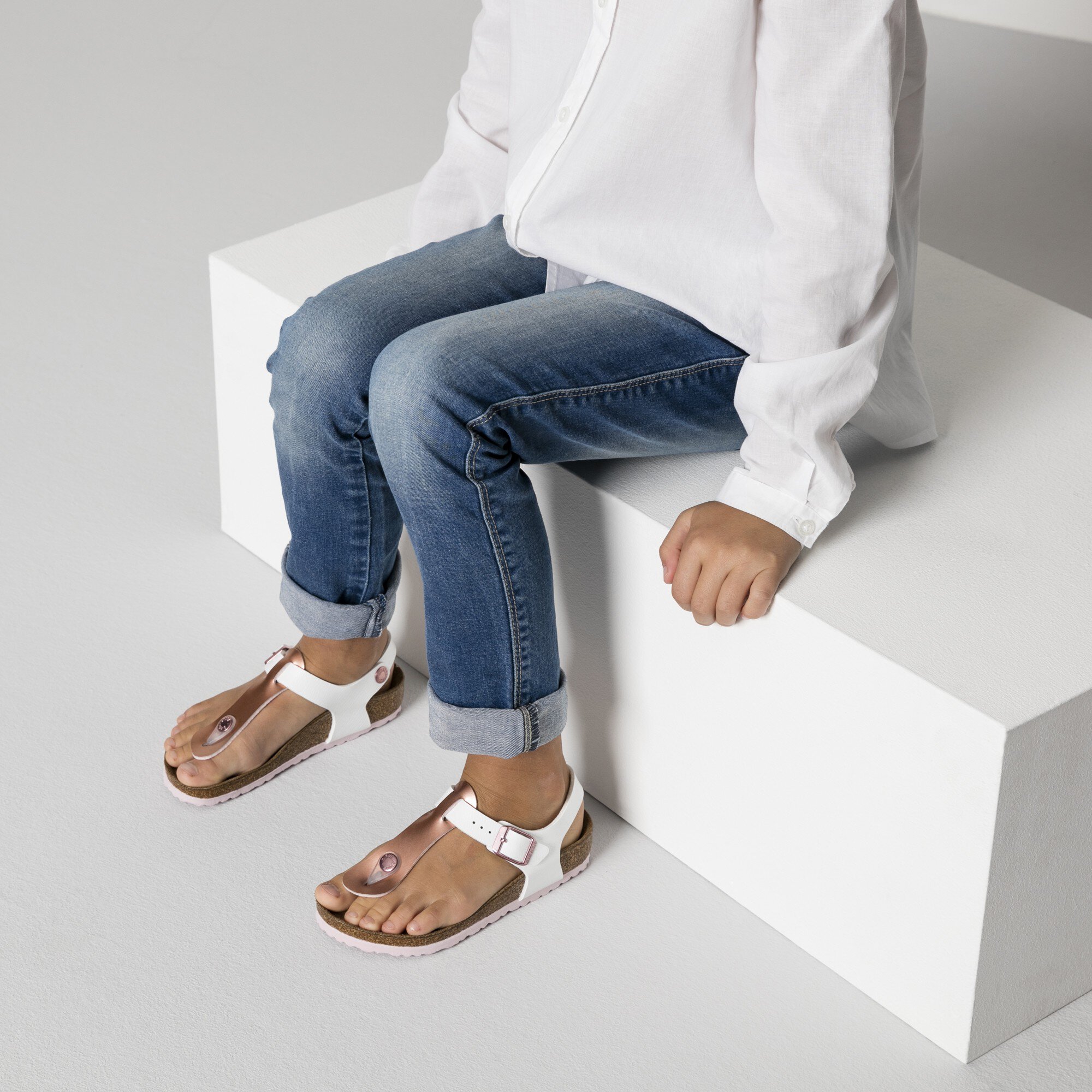 Forvirrede cirkulære ledsager Kairo Kids Birko-Flor Soft Metallics Rosé White | BIRKENSTOCK