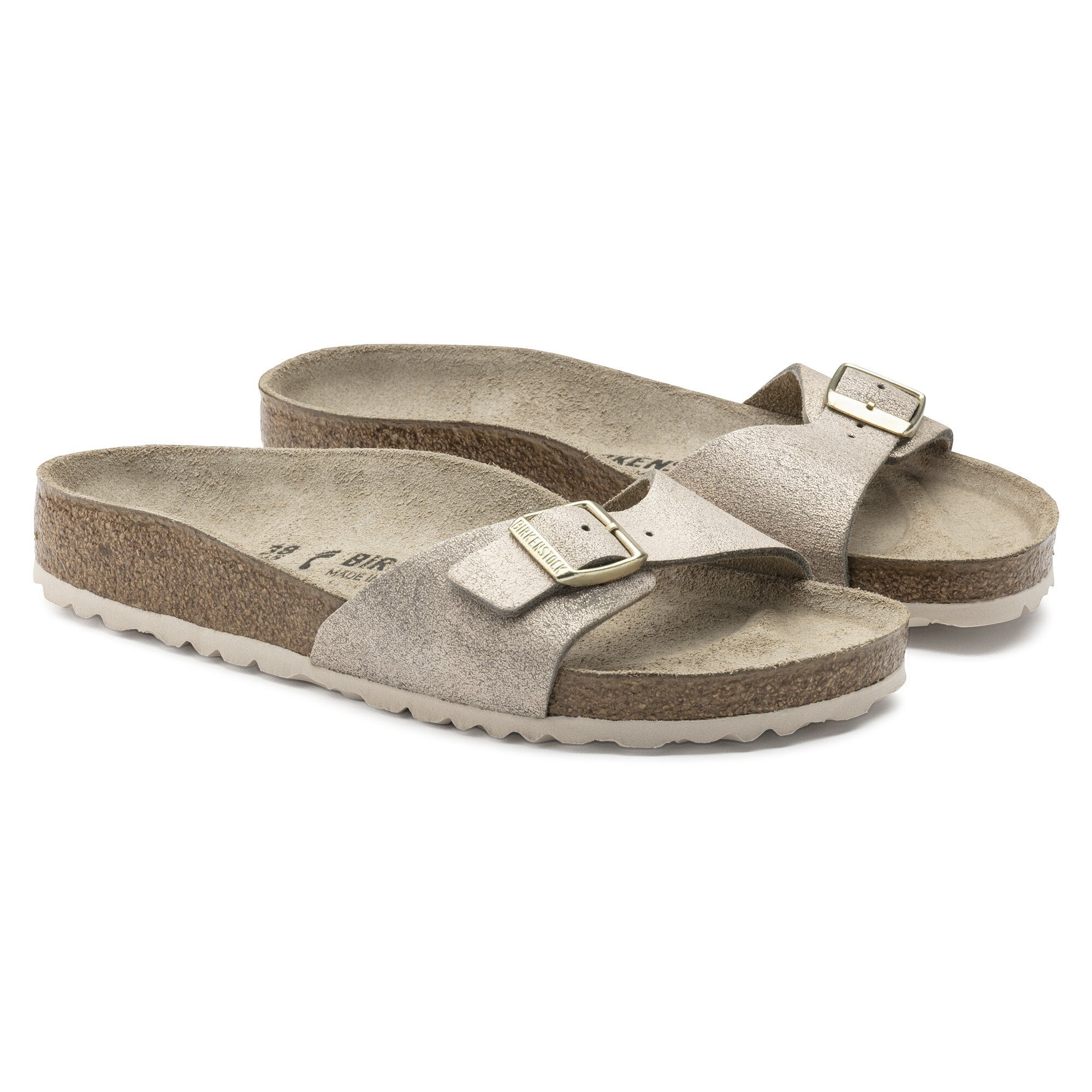 metallic rose gold birkenstock sandals
