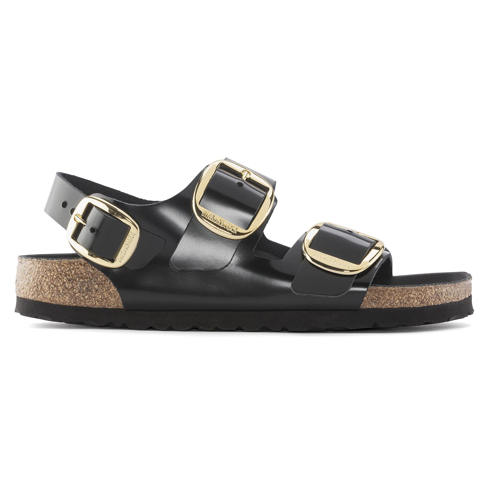 Milano Big Buckle Natural Leather Patent High Shine Black 