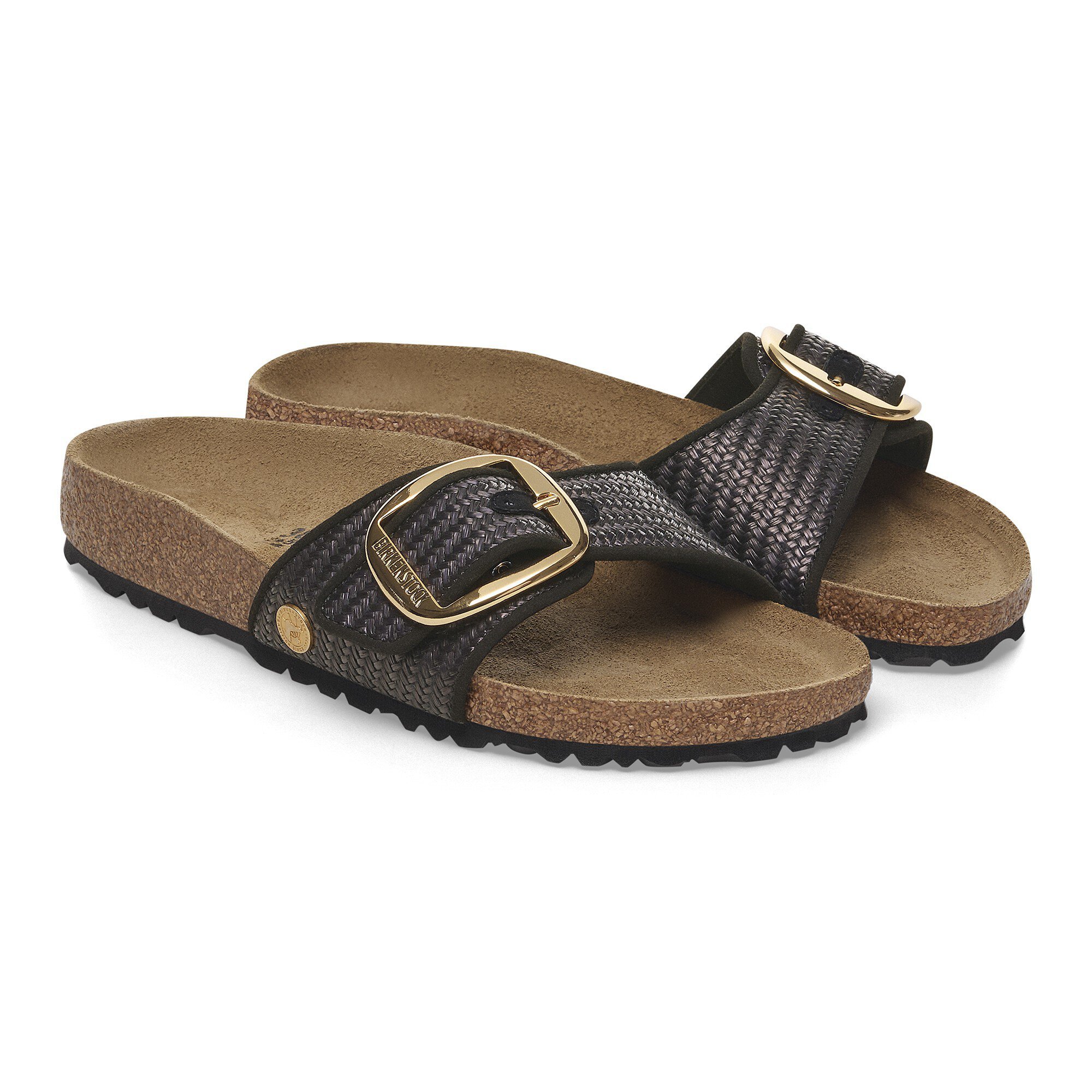サンダル・ミュール Birkenstock Madrid Big Buckle Raffia Slipper Birkenstock Women's Madrid Big Buckle Raffia Sandals