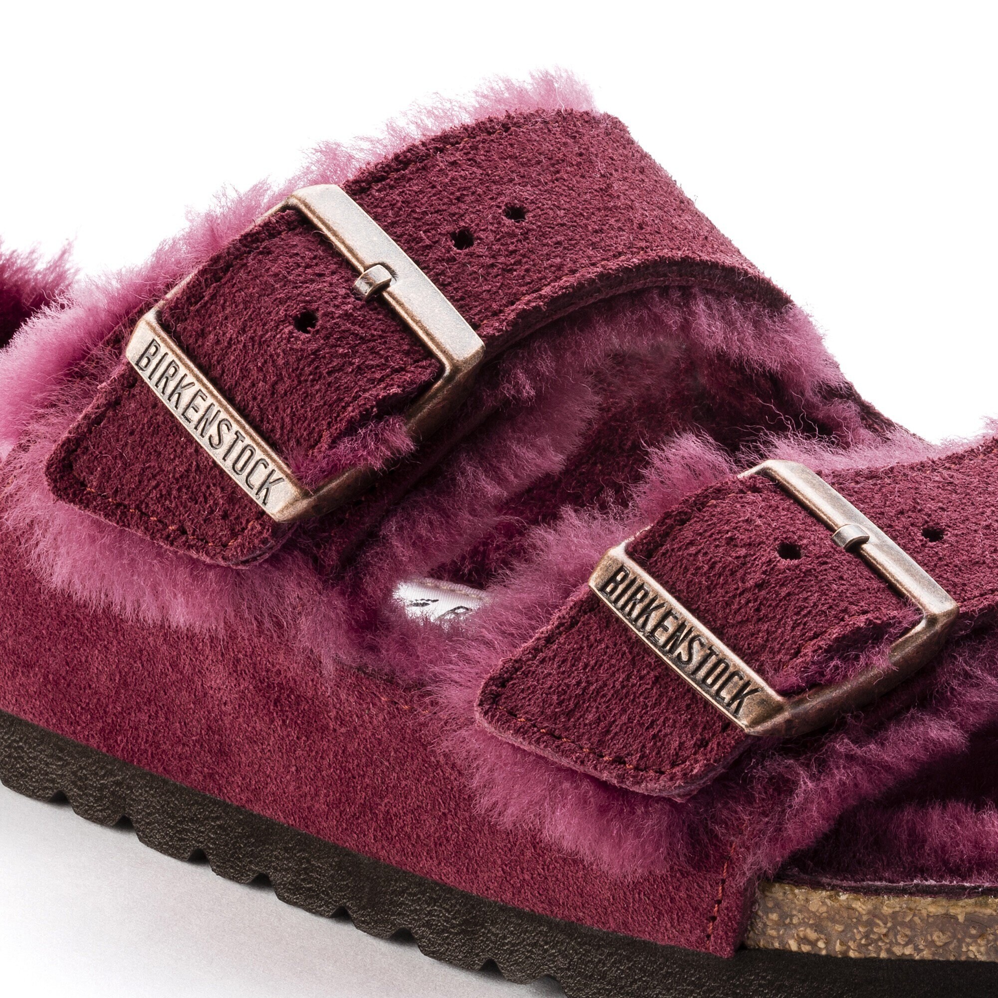 birkenstock arizona shearling burgundy 