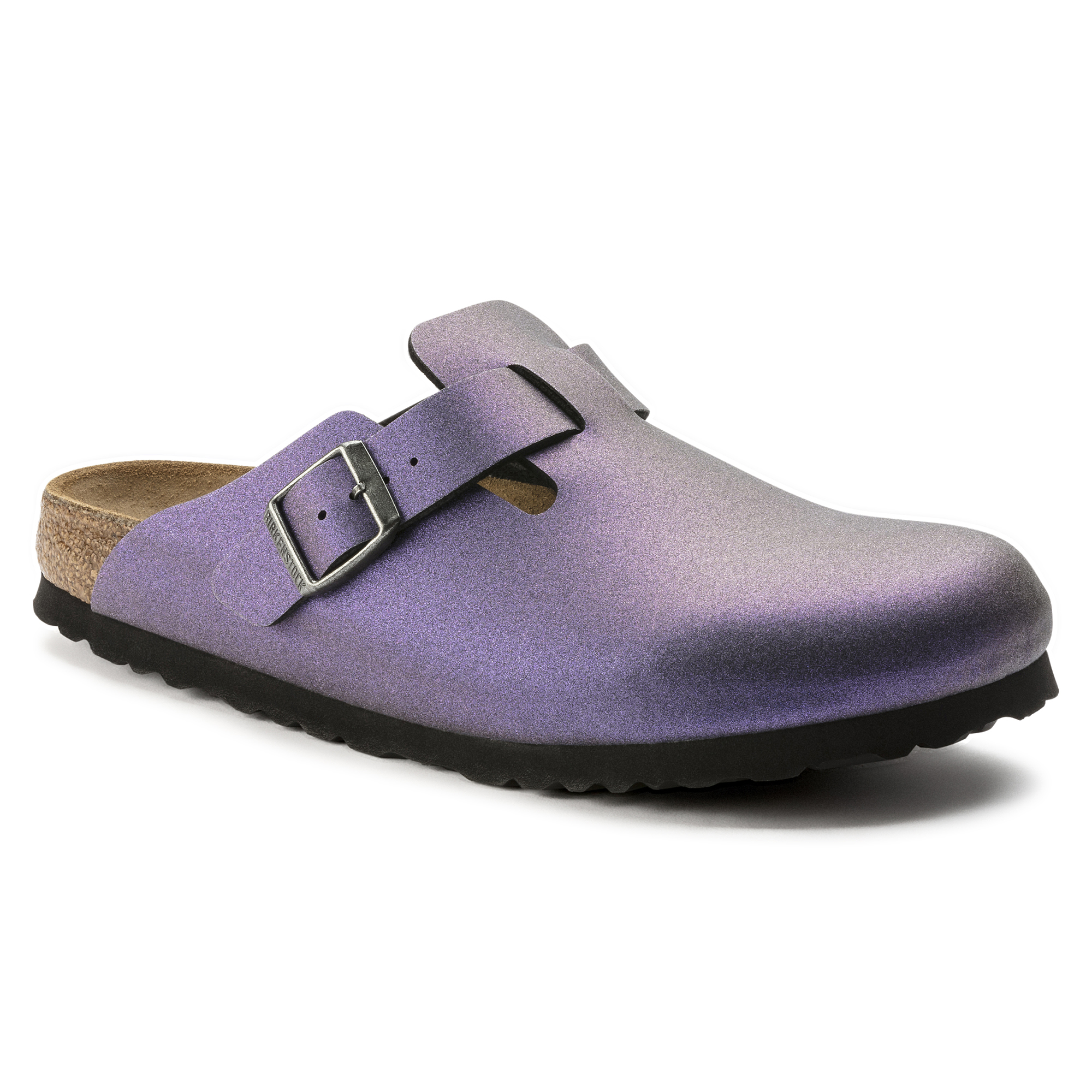 purple birkenstock clogs