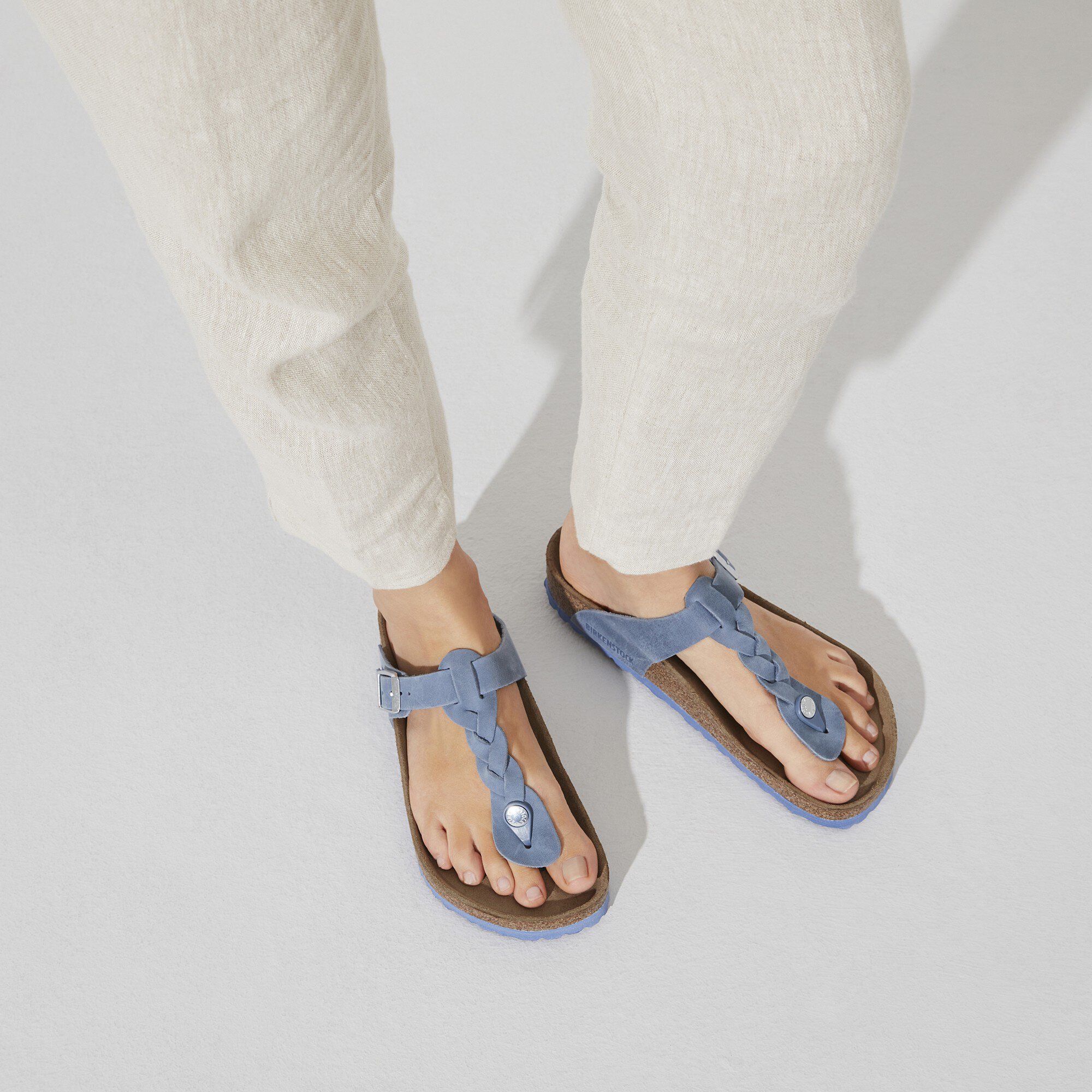 Birkenstock gizeh blue leather top