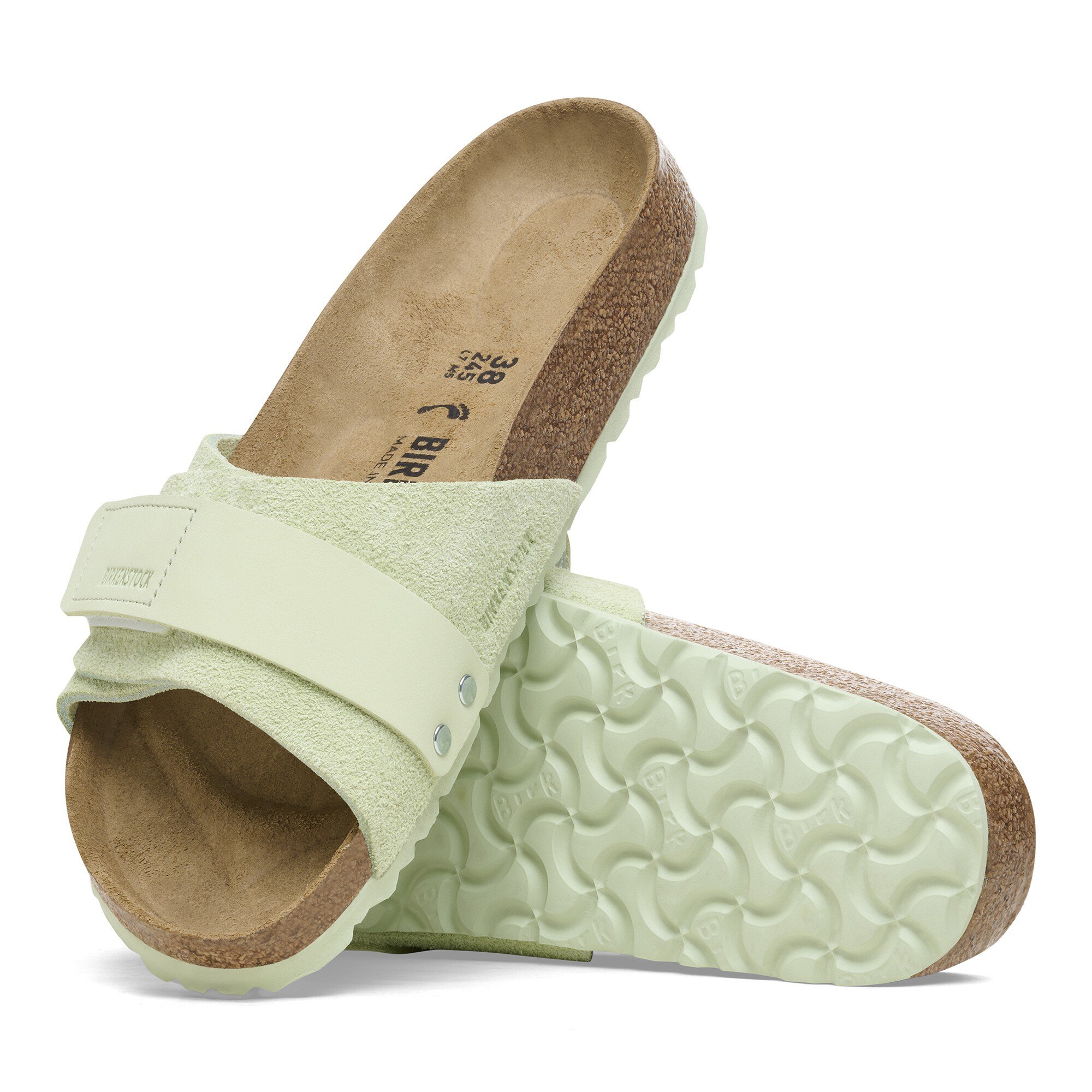 Birkenstock Oita Suede Leather Faded Lime One Strap Sandals